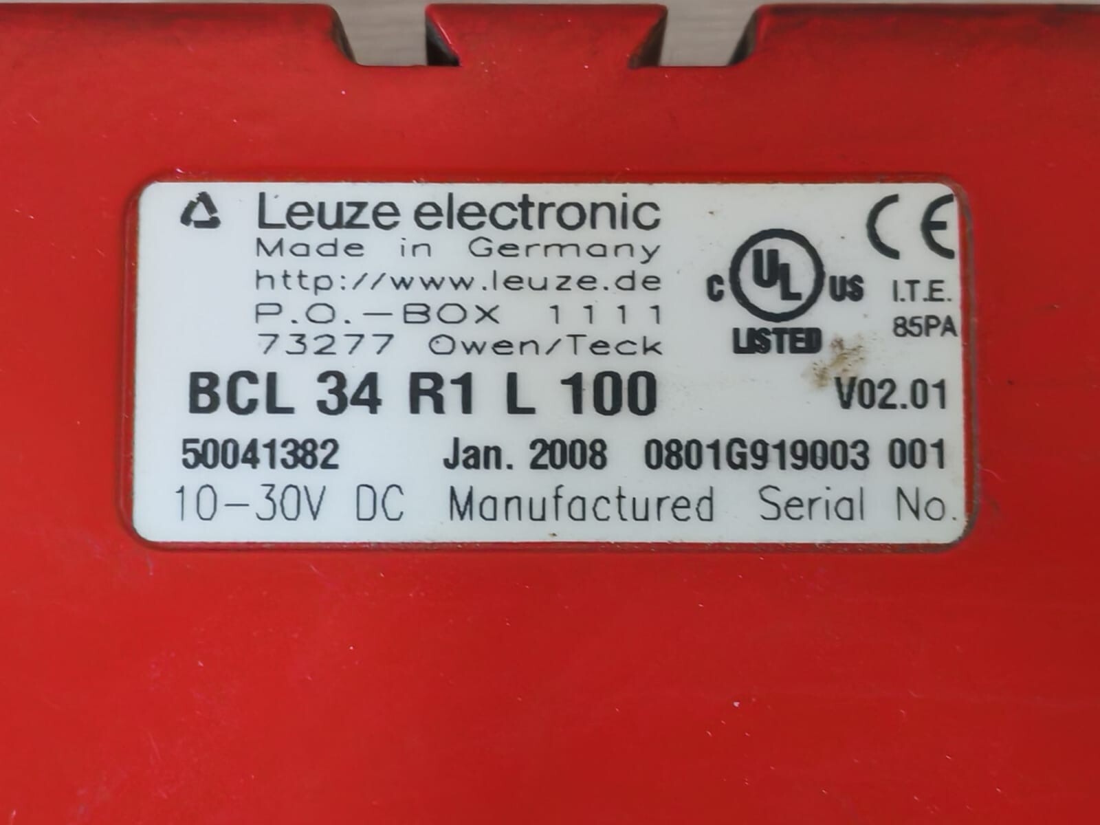 Leuze MS-34-103 LEUZE ELECTRONIC BCL 34 R1 L 100 BARCODE READER WITH MS 34 103 CONNECTOR 2