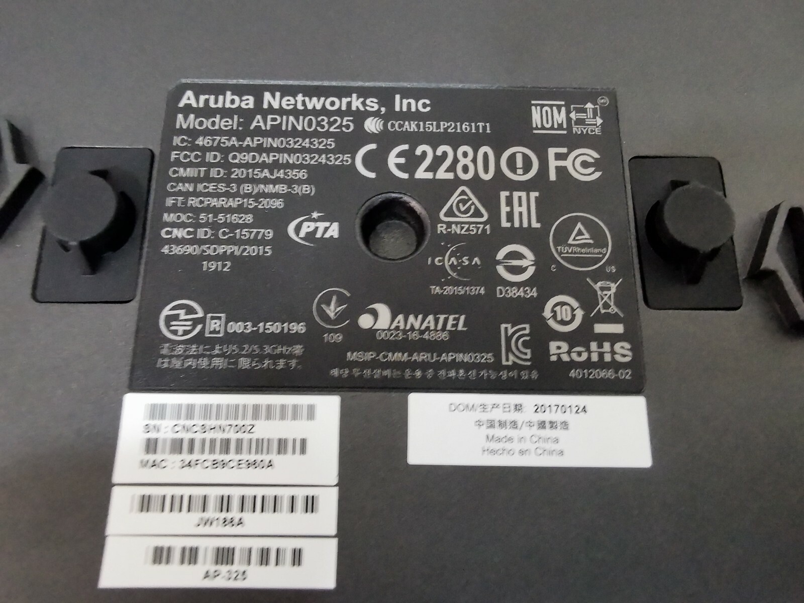ARUBA NETWORKS APIN0325 ARUBA NETWORKS APIN0325 WIRELESS ACCESS POINT 5