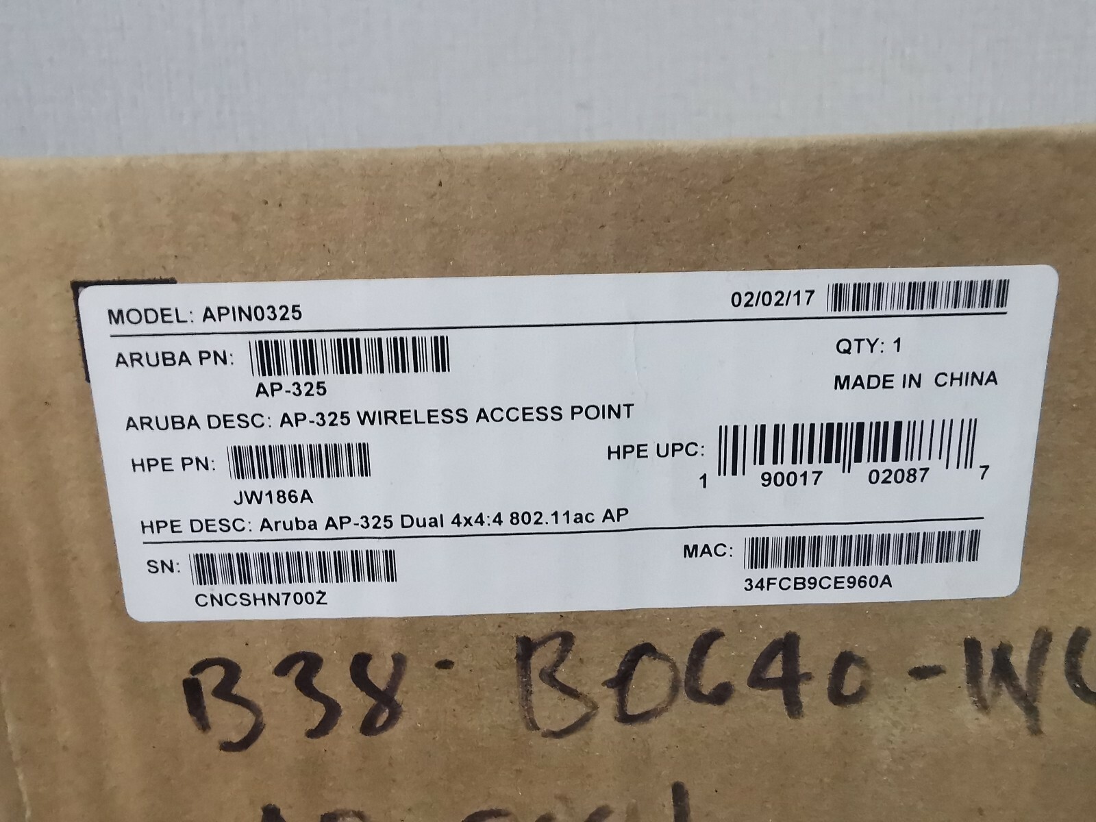 ARUBA NETWORKS APIN0325 ARUBA NETWORKS APIN0325 WIRELESS ACCESS POINT 7