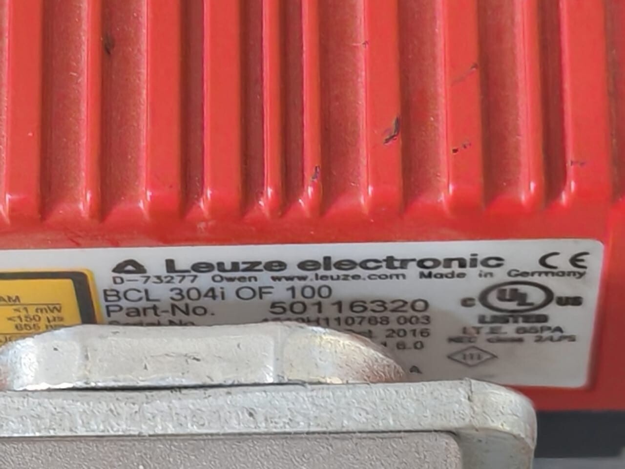 Leuze OF-100 LEUZE ELECTRONIC BCL 304i OF 100 BARCODE READER 50116320 WITH MS 304 CONNECTOR 2