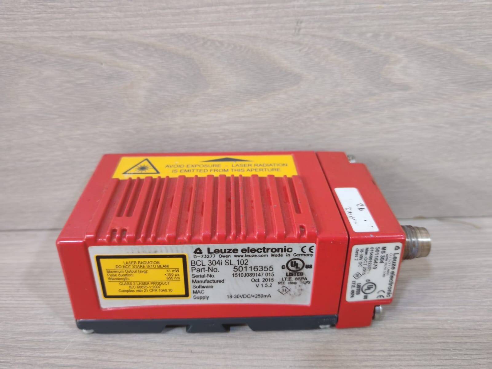 Leuze SL-102 Leuze BCL 304i SL 102 BAR CODE SCANNER 50116355 WITH MS 304 CONNECTOR 50116470 4