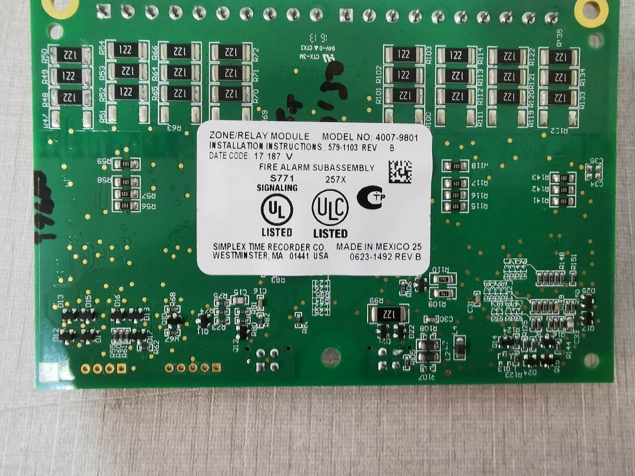 Simplex 579-1103 REV B SIMPLEX 4007-9801 / NFPA FIRE ALARM CONTROL UNIT 579-1103 REV B 4