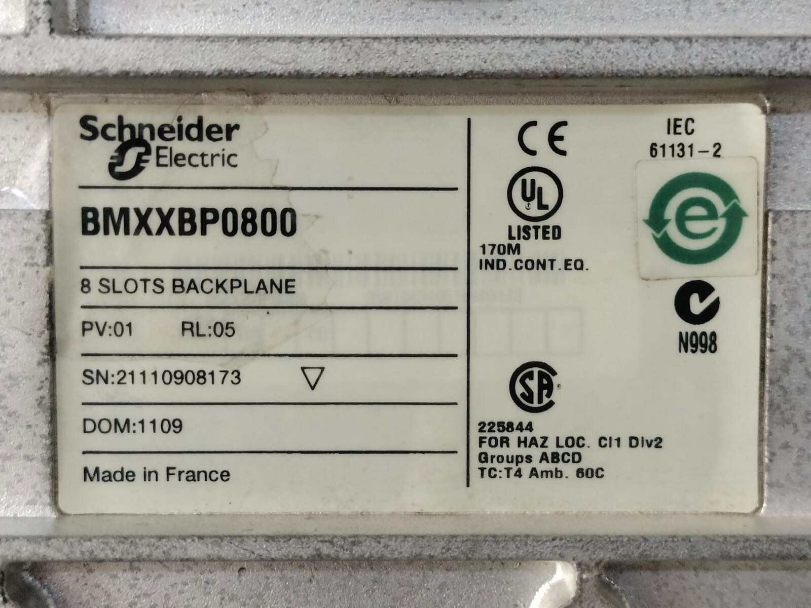 Schneider Electric PV-01 Schneider Electric BMXXBP0800 MODICON 8SLOTS BACKPLANE PV;01 RL;05 4