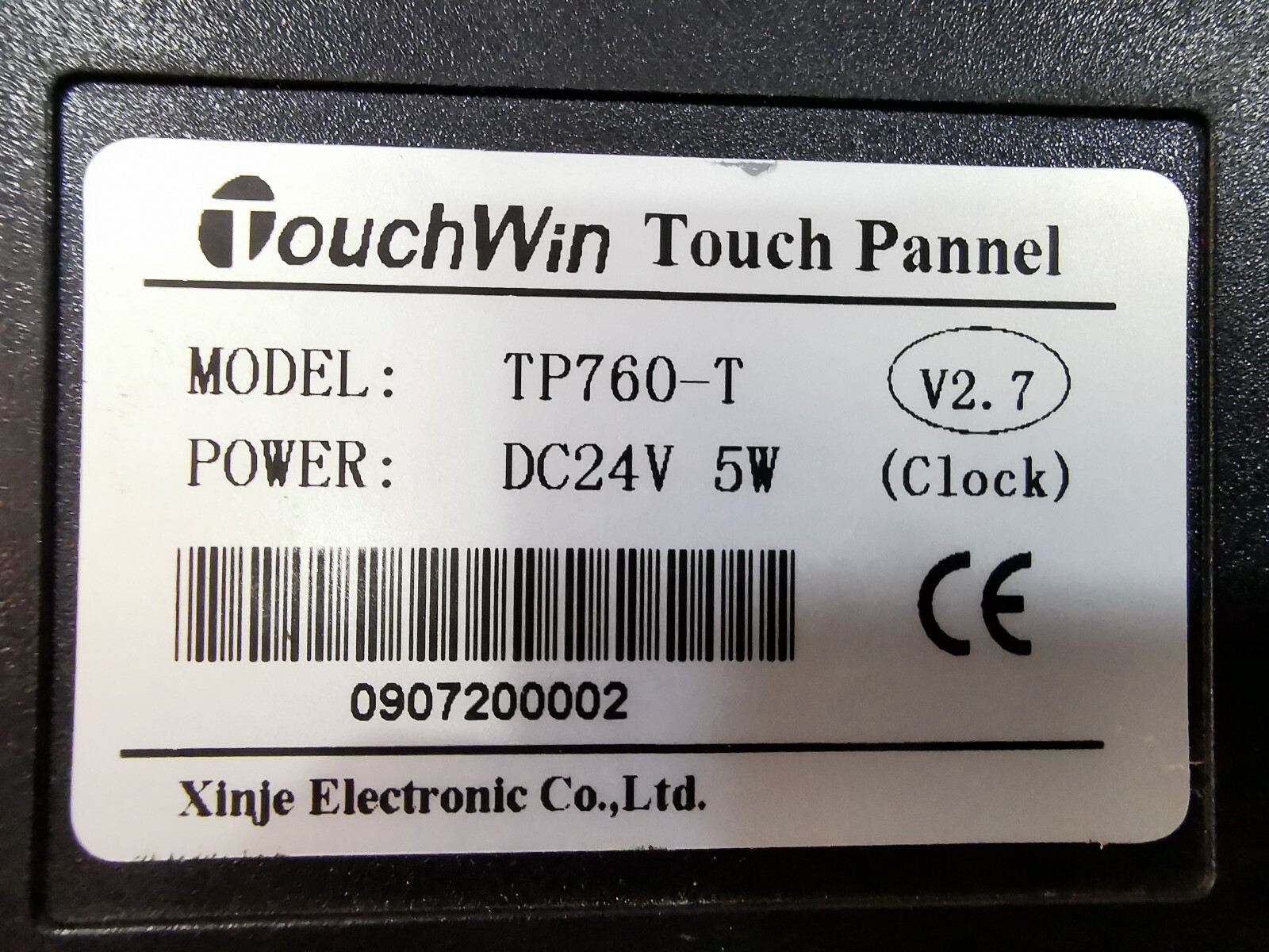 TouchWin TP760-T V2.7 TouchWin Touch Pannel TP760-T V2.7 DC24V 5W- W/O ANY ACCESSORIES 5
