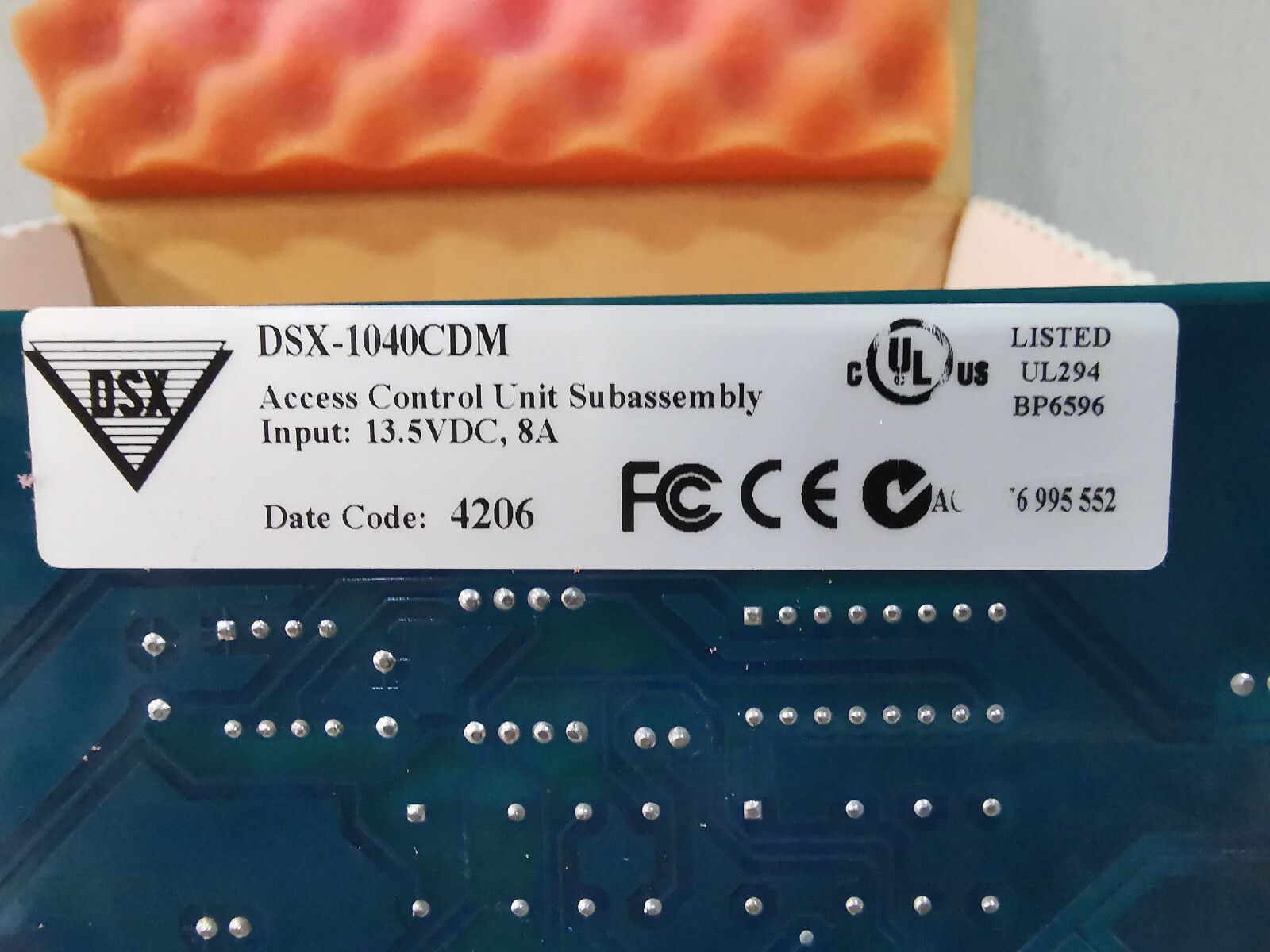 DSX DSX-1040CDM DSX DSX-1040CDM Access Control Unit Subassembly 9