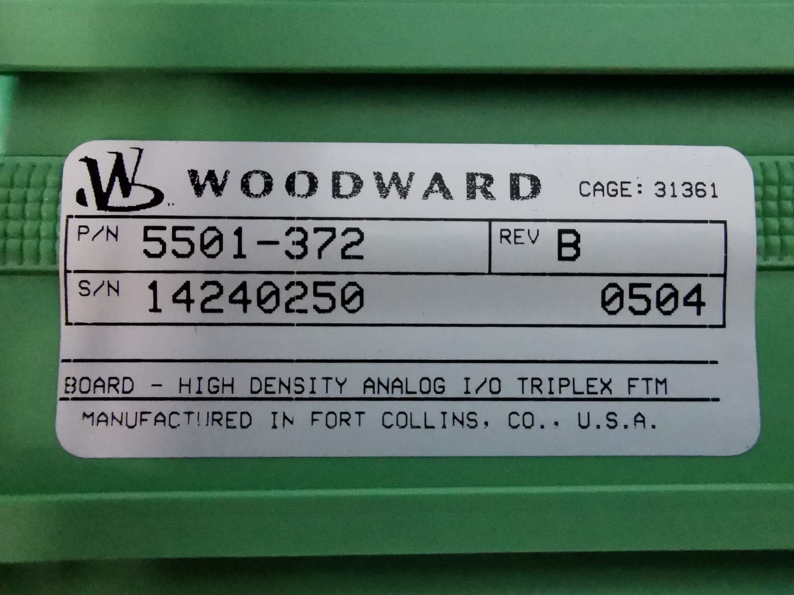 Woodward 5501-372 REV B WOODWARD 5501-372 REV B HIGH DENSITY ANALOG I/O TRIPLEX MODULE 2