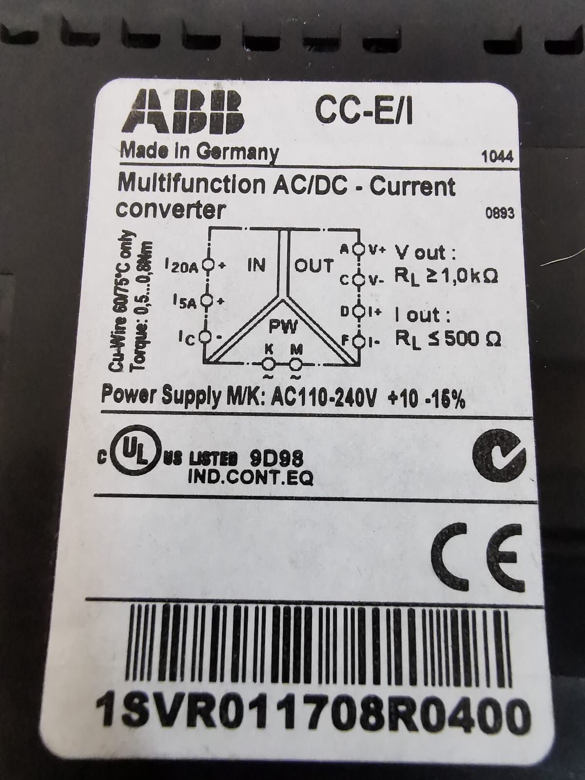 ABB CC-E/I ABB CC-E/I Current Converter 1SVR011708R0400 3