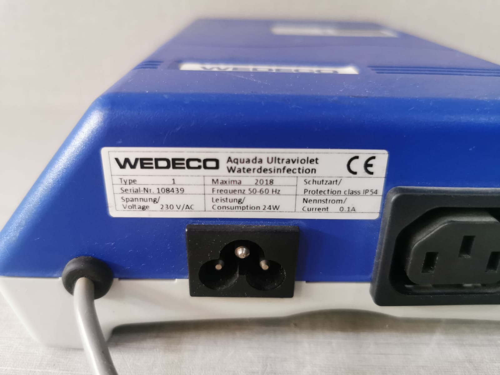 WEDECO MAXIMA-2018 WEDECO 1 MAXIMA 2018 AQUADA ULTARVIOLET WATERDISENTFECTION 230VAC 50/60Hz 24W 7