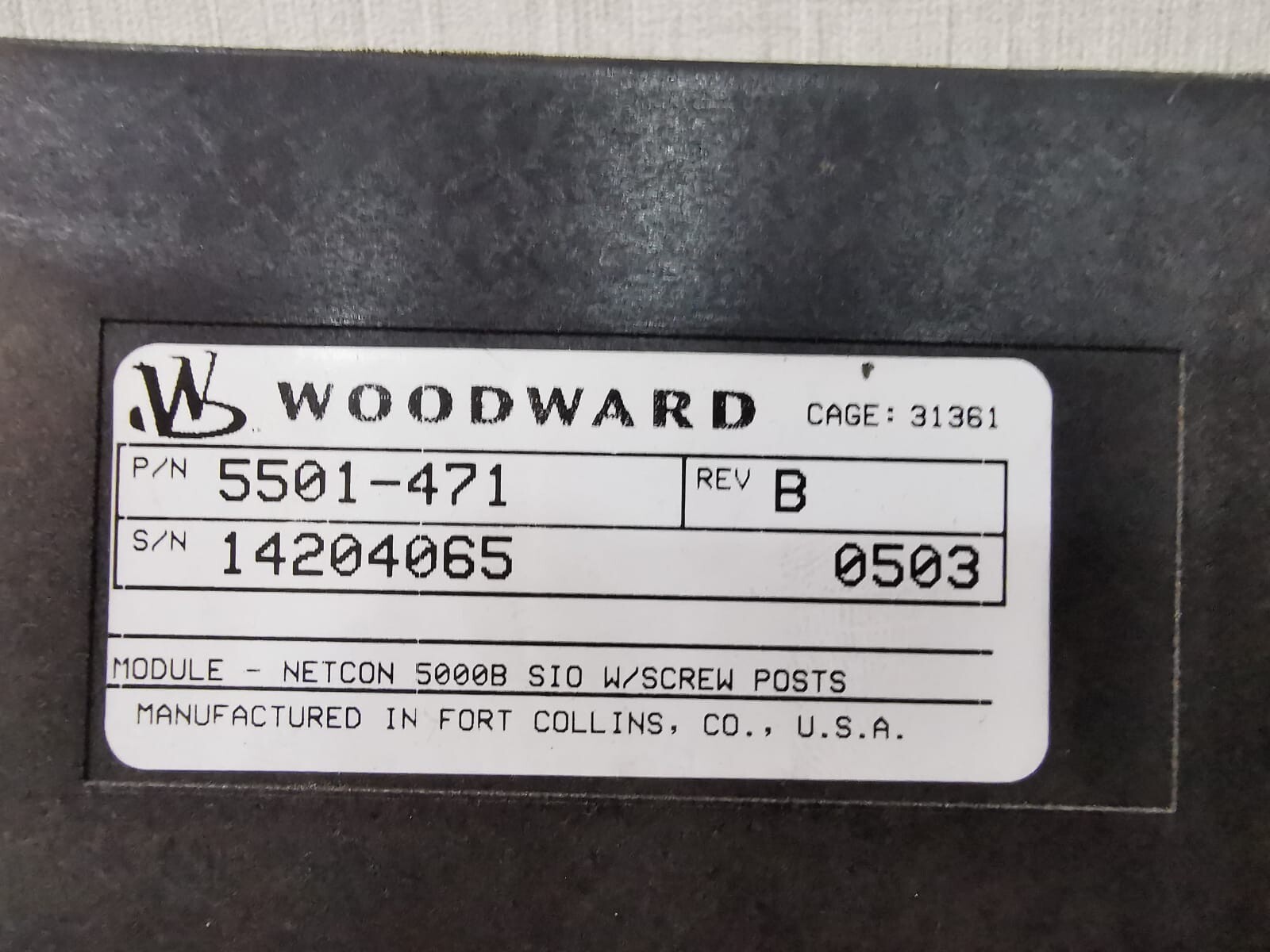 Woodward 5501-471 WOODWARD 5501-471 REV B NETCON 5000B SIO W/SCREW POSTS 5