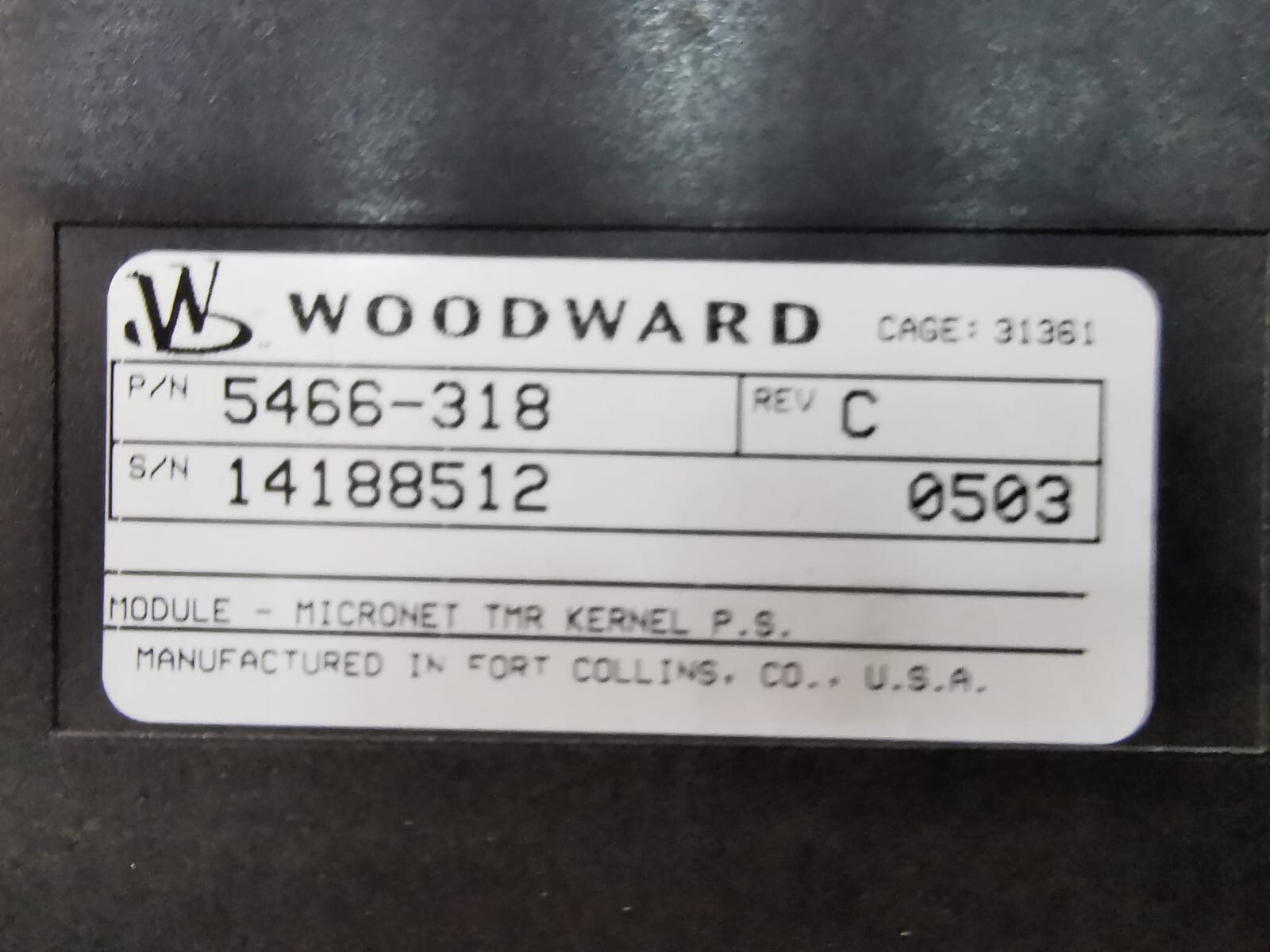 Woodward 5466-318 REV C WOODWARD 5466-318 REV C MICRONET TMR KERNEL P.S 4