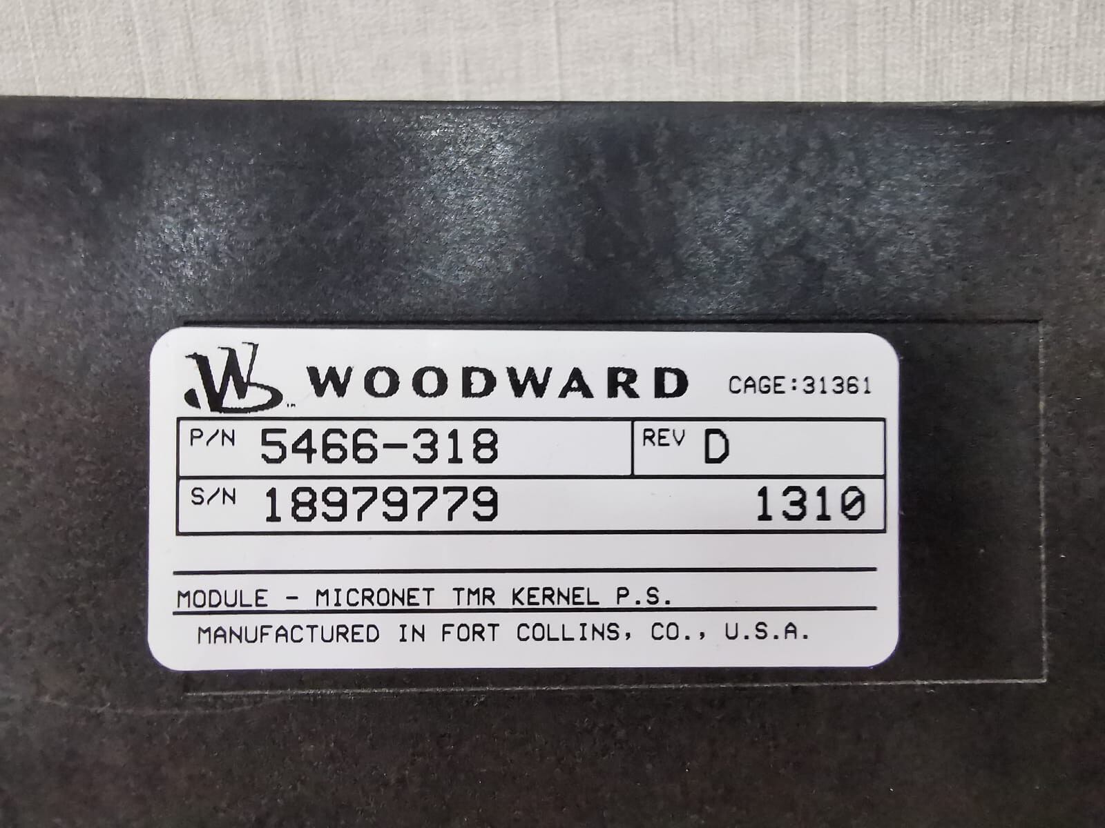 Woodward 5466-318 WOODWARD 5466-318 REV D MICRONET TMR KERNEL P.S 4