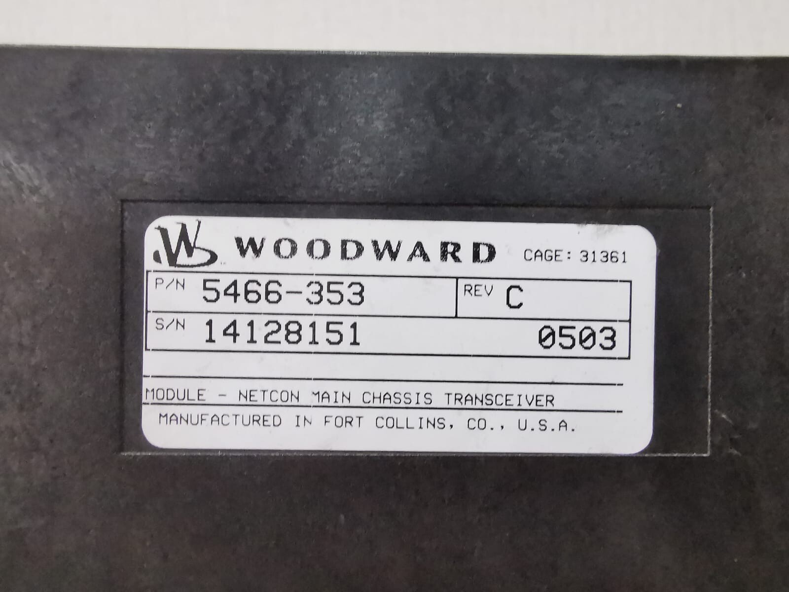 Woodward 5466-353 WOODWARD 5466-353 REV C NETCON MAIN CHASSIS TRANSCEIVER 3