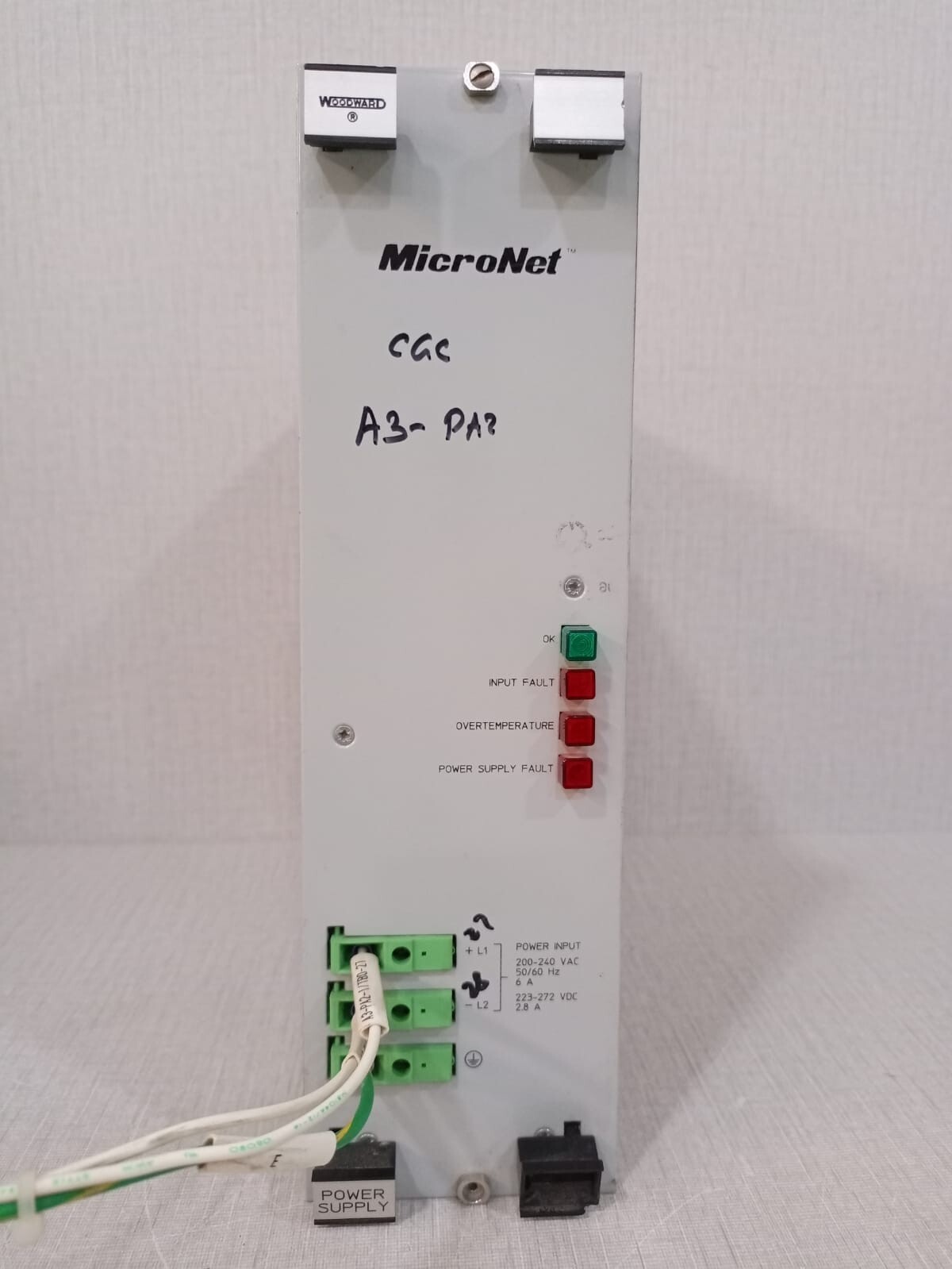 WOODWARD 5501-467 REV. C MICRONET SIMPLEX POWER SUPPLY 220 VOLT