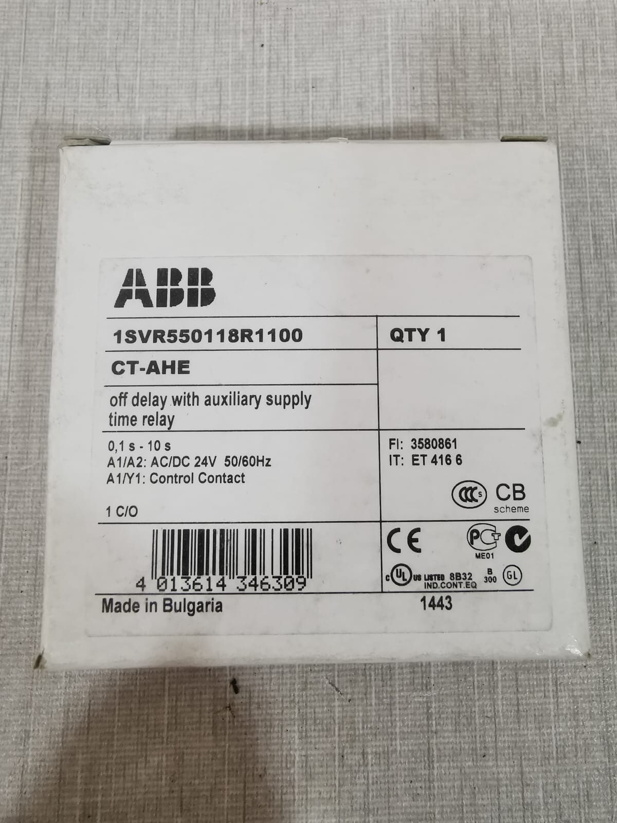 ABB CT-AHE ABB 1SVR550118R1100 CT-AHE OFF DELAY AUXILIARY SUPPLY TIME RELAY 2