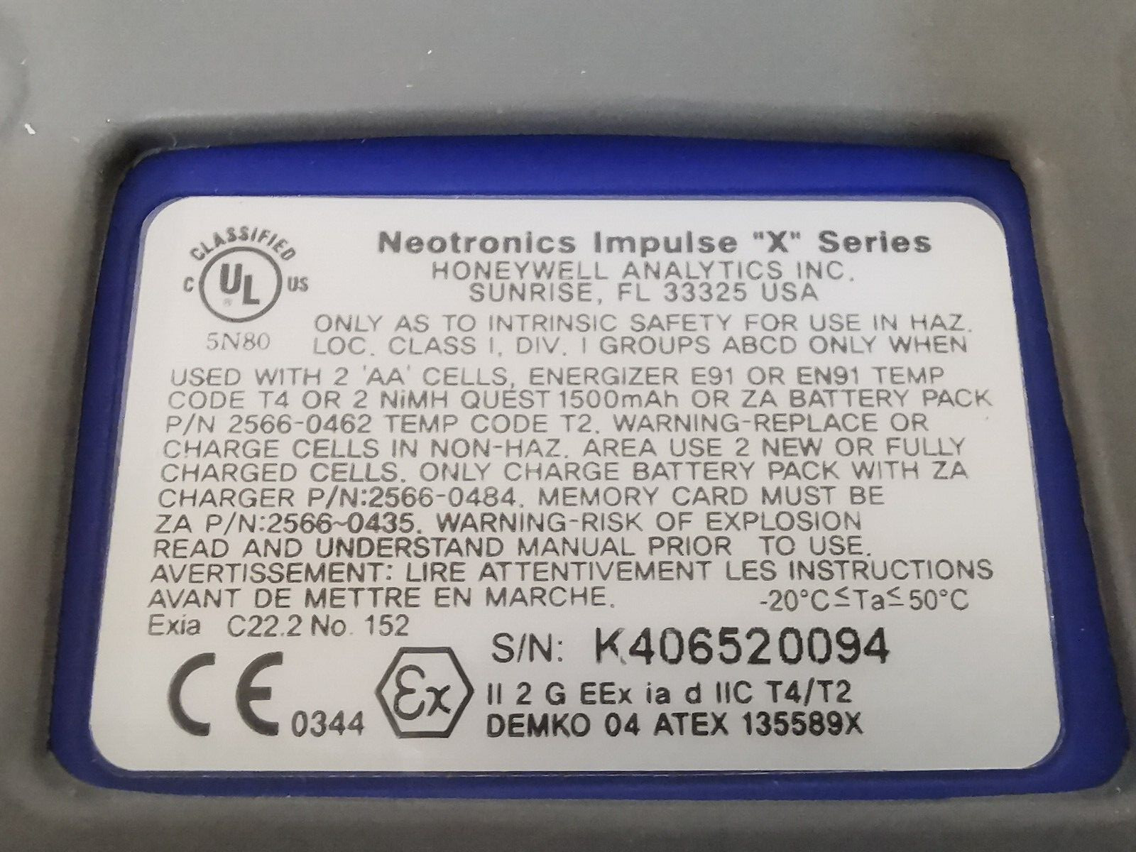 Honeywell IMPULSE-X4 Honeywell Neotronics Impulse X4 Multi-Gas Detector 6