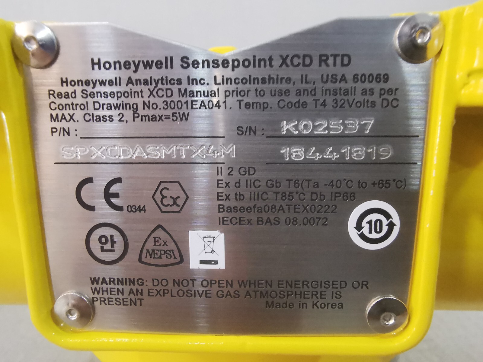 Honeywell SENSEPOINT-XCD-(ATEX)-SPXCDASMTX4M Honeywell Sensepoint XCD (ATEX) SPXCDASMTX4M Version Transmitter 3001B2175 3