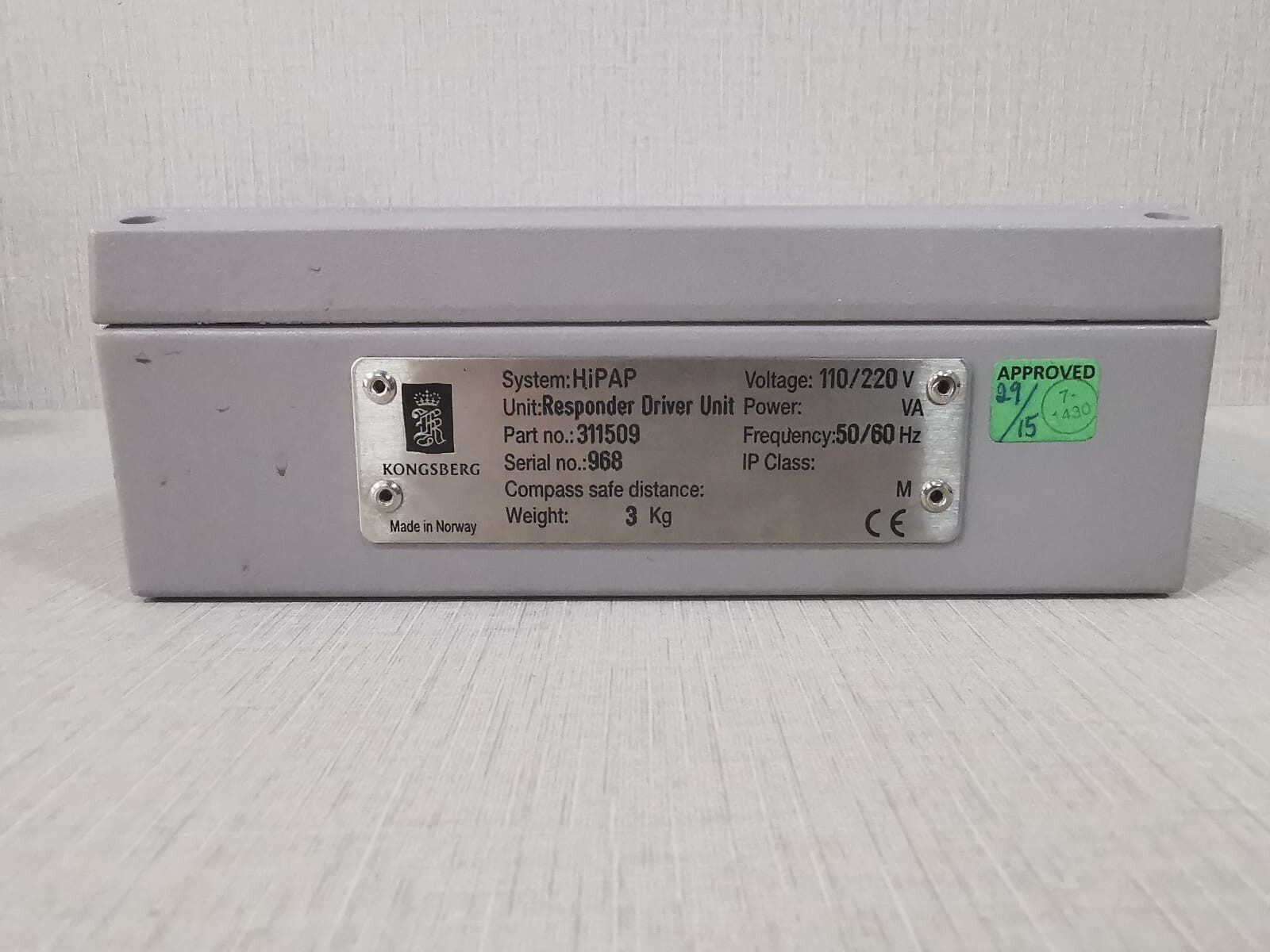 KONGSBERG 311509 RESPONDER DRIVER UNIT POWER VOLTAGE 110/220V 5