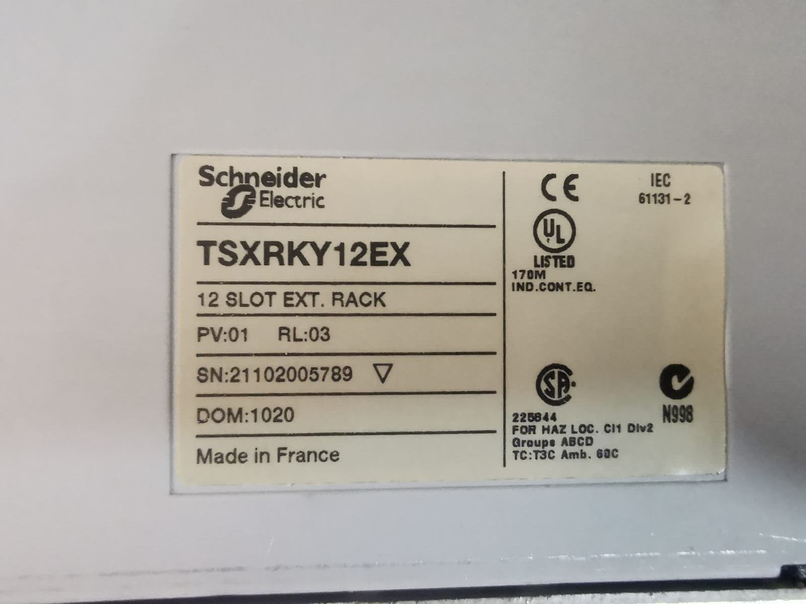 Schneider Electric TSXRKY12EX SCHNEIDER ELECTRIC TSXRKY12EX 12 SLOT EXTENSION RACK 8