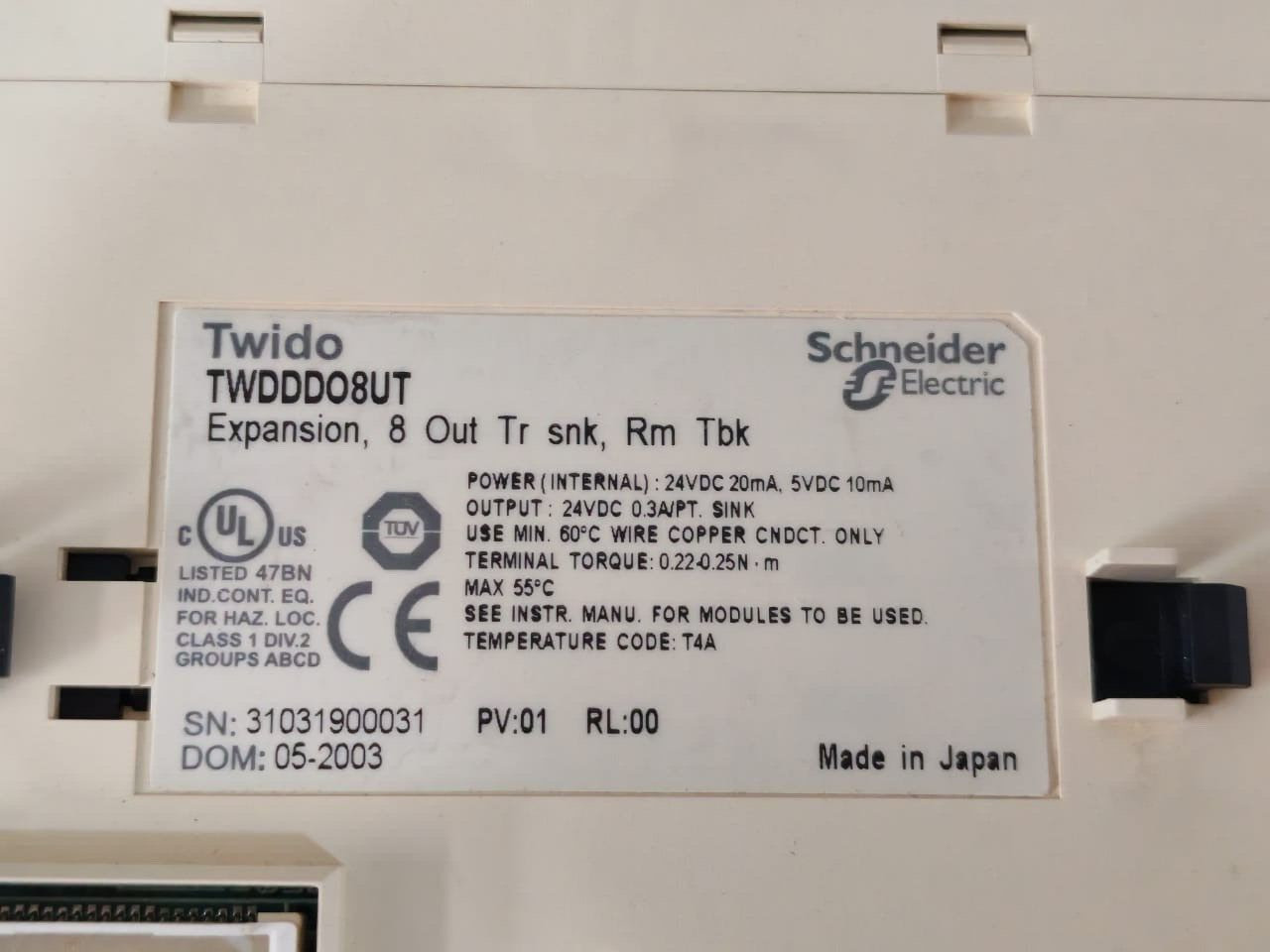 Schneider Electric TWDDDO8UT Schneider Electric TWIDO TWDDDO8UT EXPANSION MODULE 8 OUT TR SNK 7