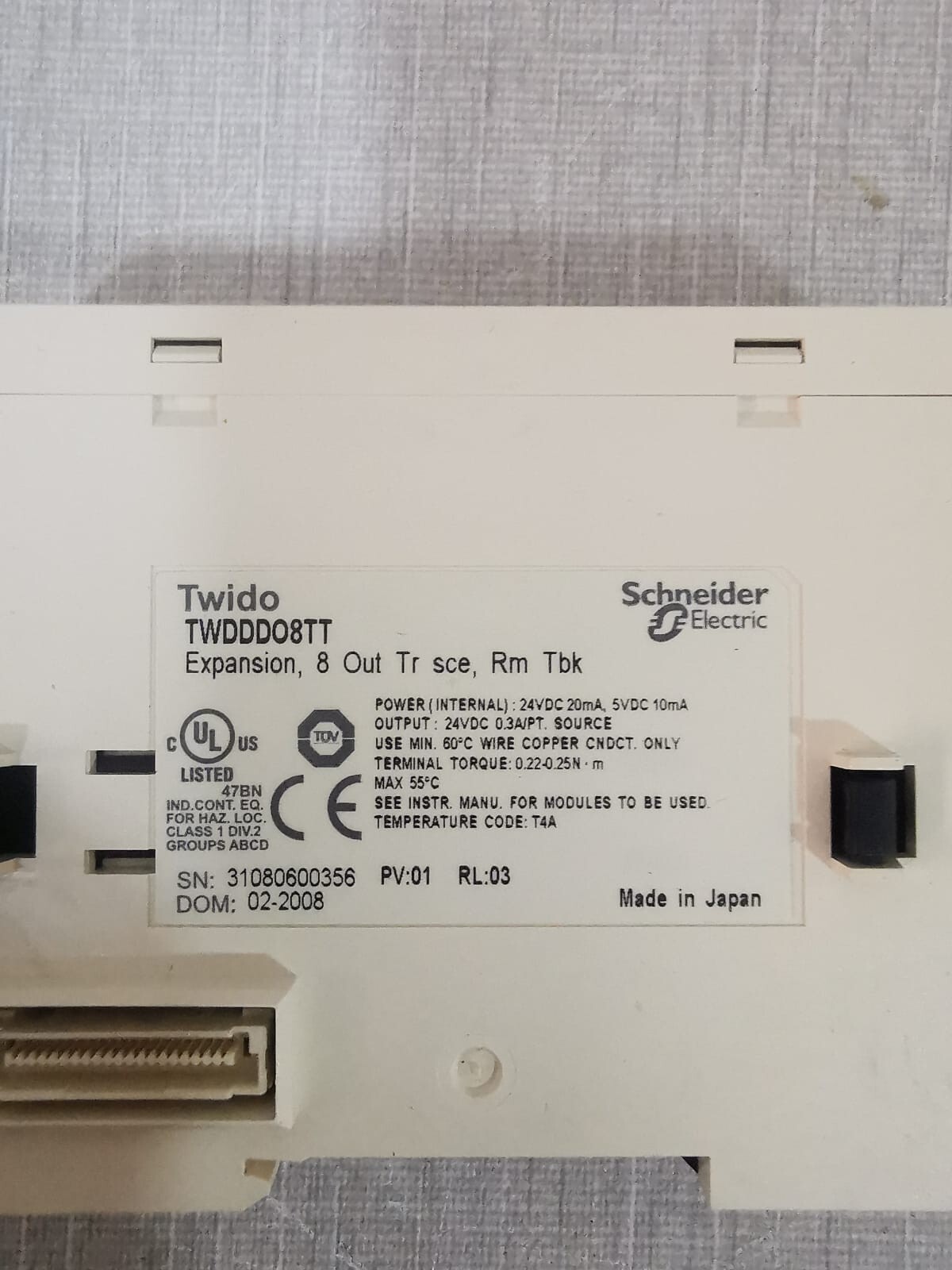 Schneider Electric TWDDDO8TT Schneider Electric TWIDO TWDDDO8TT EXPANSION MODULE 24VDC 2OmA 4