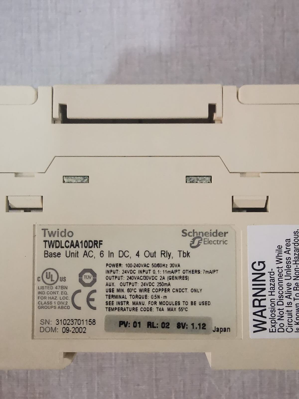 Schneider Electric TWDLCAA10DRF Schneider Electric TWIDO TWDLCAA10DRF BASE UNIT 24VDC 3