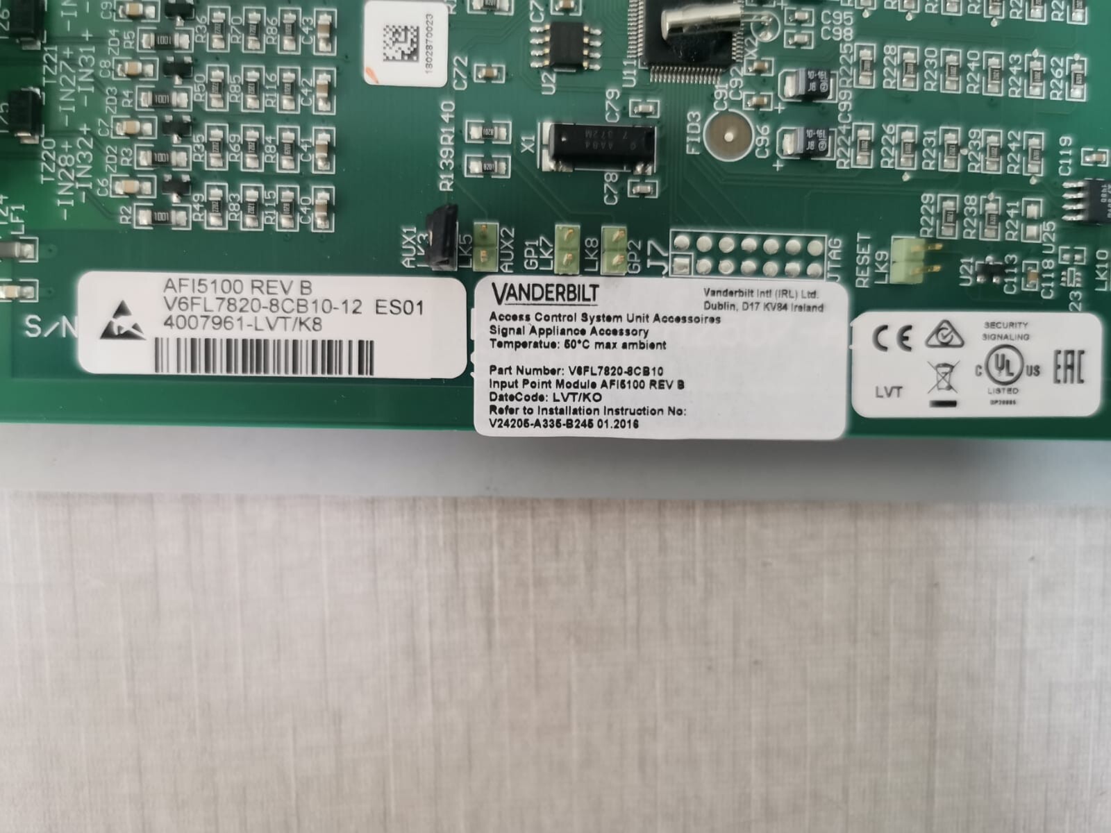 VANDERBILT AFI5100 REV B VANDERBILT AFI5100 REV B V6FL7820-8CB10-12 ES01 Control Board 4