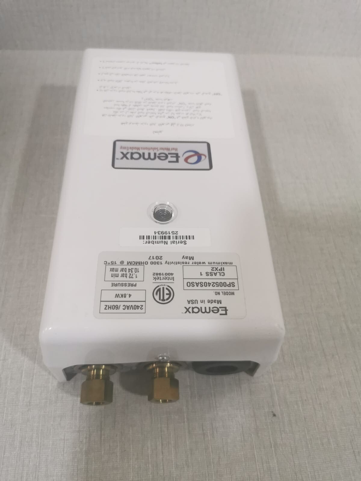 Eemax SP005240SASO Eemax SP005240SASO 240VAC/60HZ ELECTRIC TANKLESS WATER HEATER 2