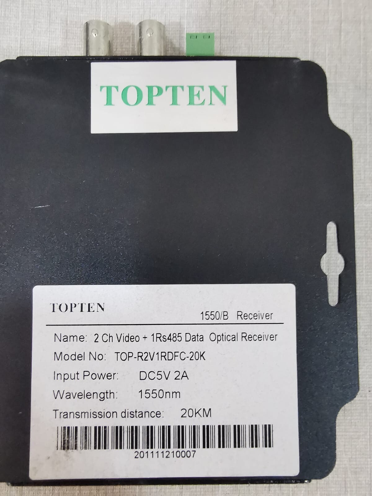 TOPTEN TOP-R2V1RDFC-20K TOPTEN TOP-R2V1RDFC-20K VIDEO AUDIO DATA CONVERTER Transmitter & Receiver 2