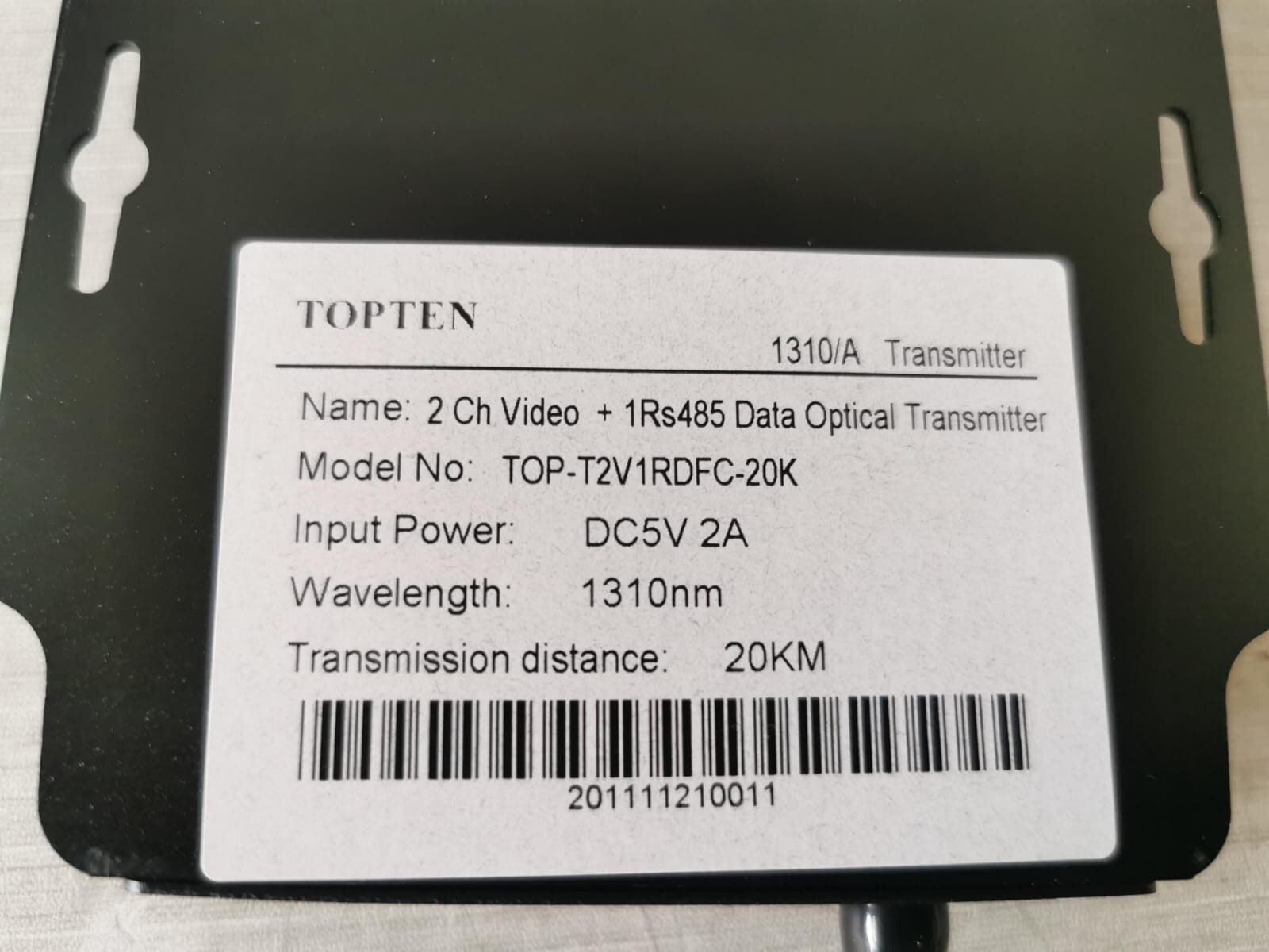 TOPTEN TOP-R2V1RDFC-20K TOPTEN TOP-R2V1RDFC-20K VIDEO AUDIO DATA CONVERTER Transmitter & Receiver 8