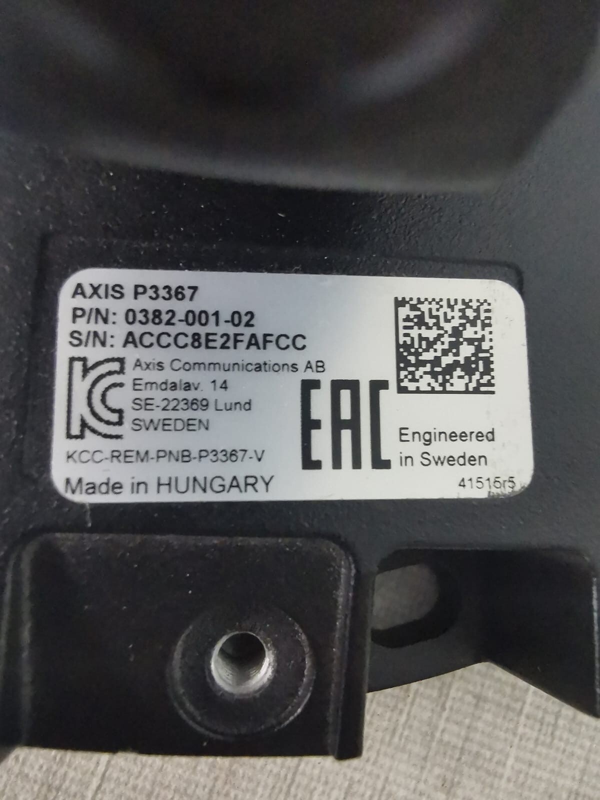 Axis P3367 AXIS P3367 P/N 0382-001-02 Security Camera 3
