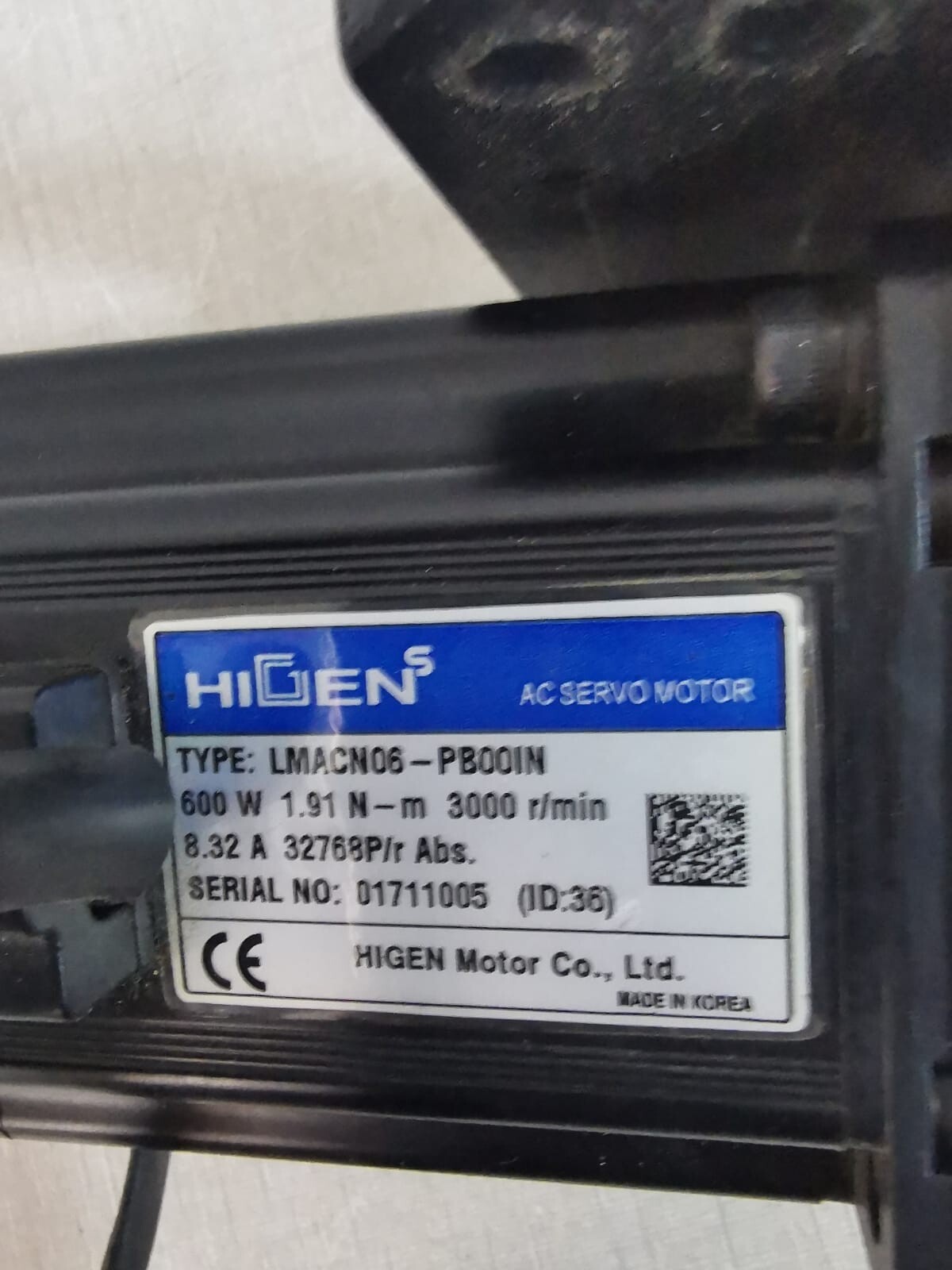 Higen LMACN06-PB00IN HIGEN LMACN06-PB00IN AC SERVO MOTOR 2