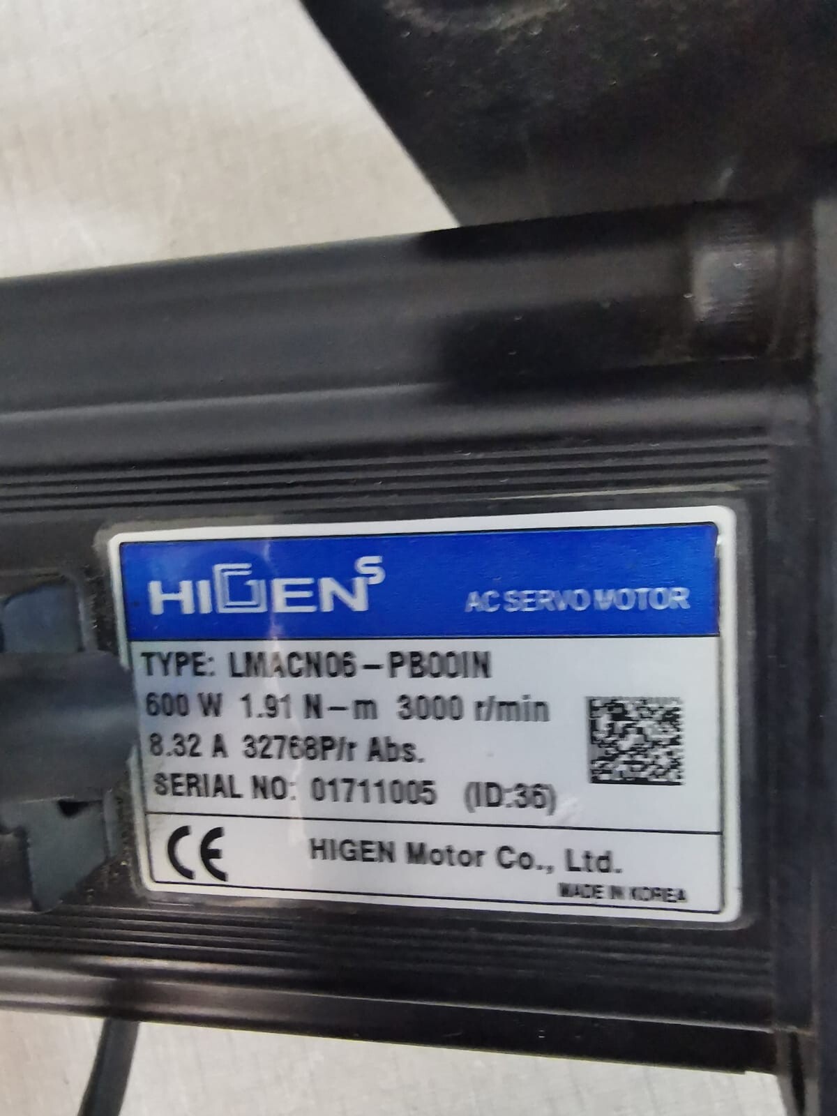 Higen LMACN06-PB00IN HIGEN LMACN06-PB00IN AC SERVO MOTOR 5