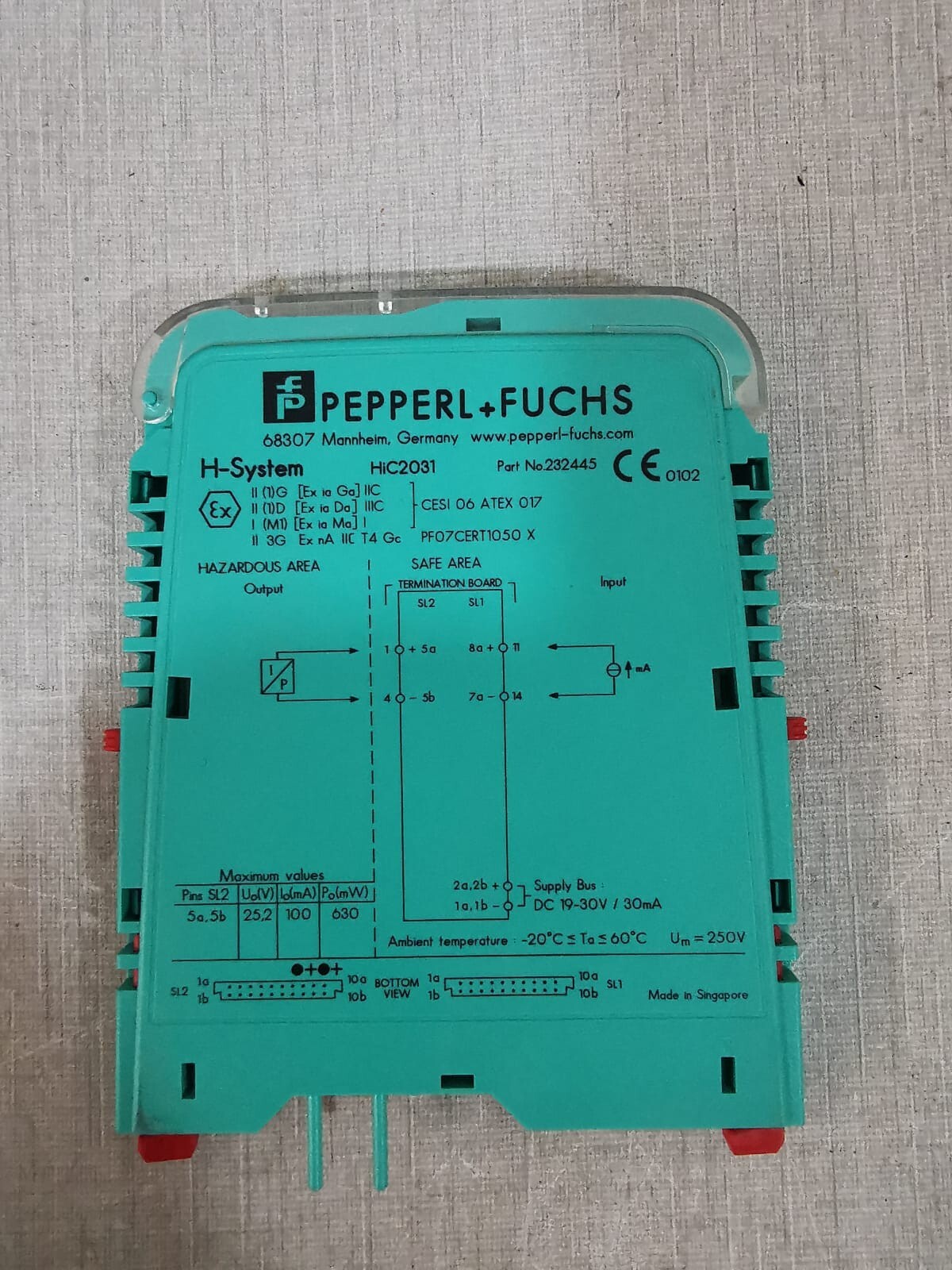 Pepperl+Fuchs HIC2031 PEPPERL+FUCHS HIC2031 Transmitter Power Supply 232445 5
