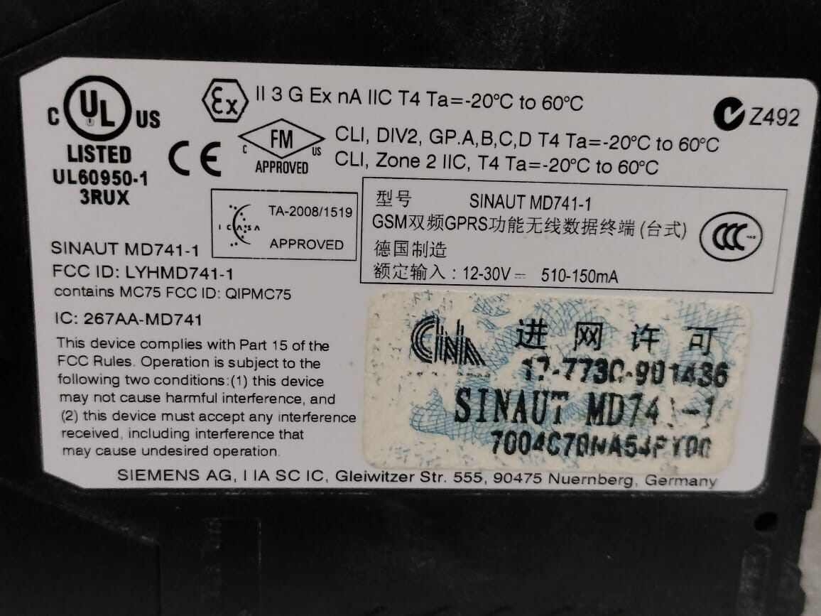 Siemens MD741-1 SIEMENS SINAUT MD741-1 741-1AA00 6NH9741-1AA00 TELECONTROL 12-30V 6