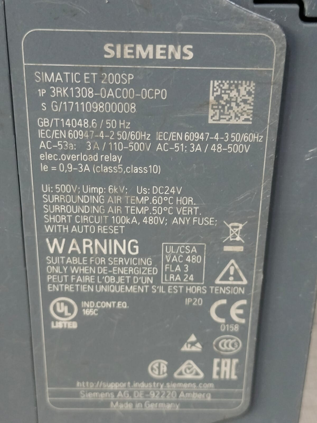 Siemens SIMATIC-ET-200SP SIEMENS SIMATIC ET 200SP ENGINE STARTER 3RK1308-0AC00-0CP0 6