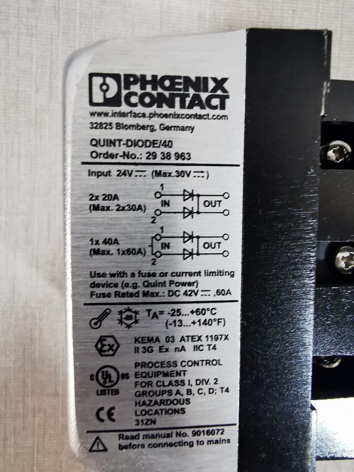 Phoenix Contact QUINT-DIODE/40 PHOENIX CONTACT QUINT-DIODE/40 MODULE 2