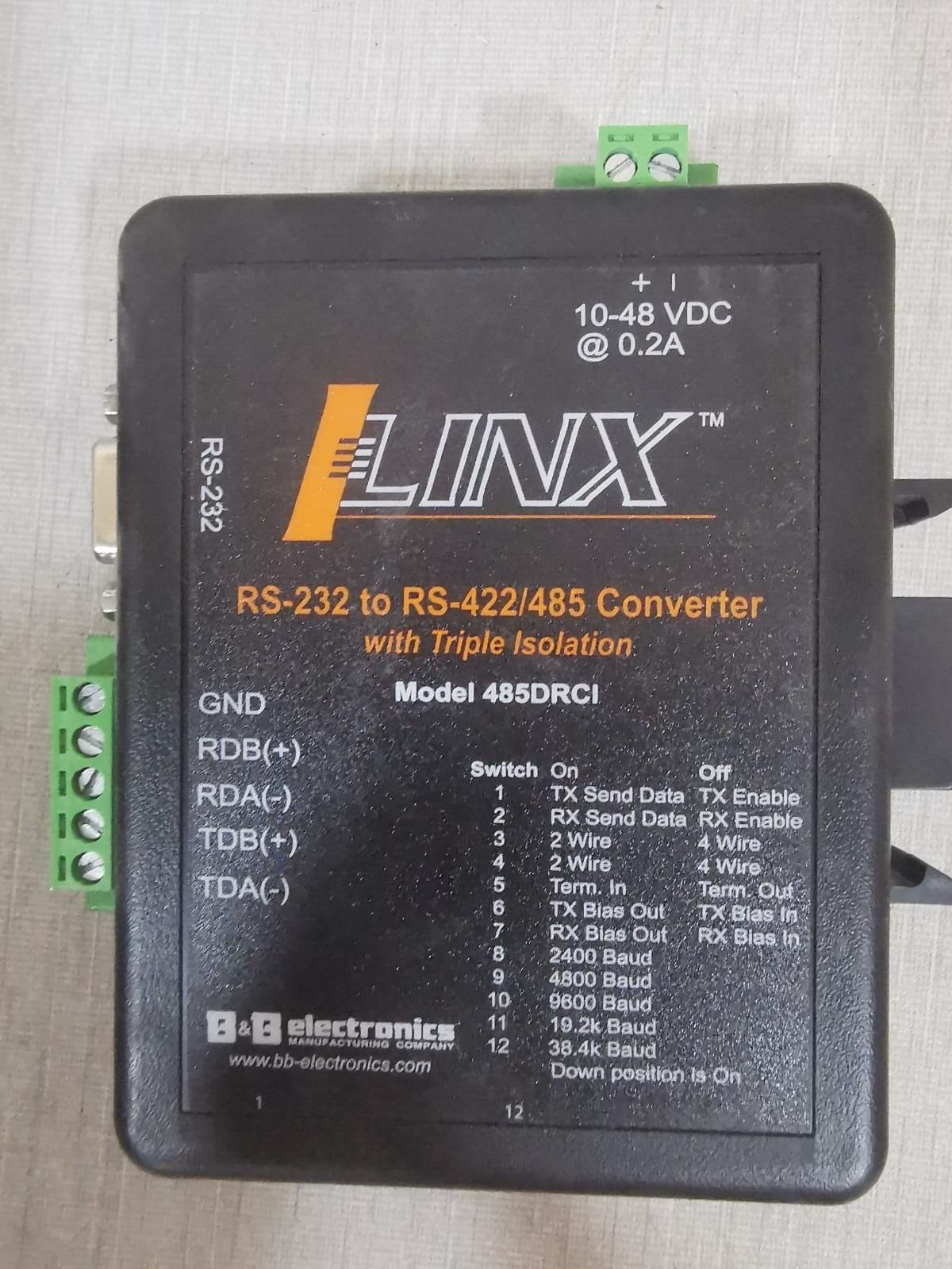 LINX RS 232 To RS-422/485 Converter with Triple Isolation