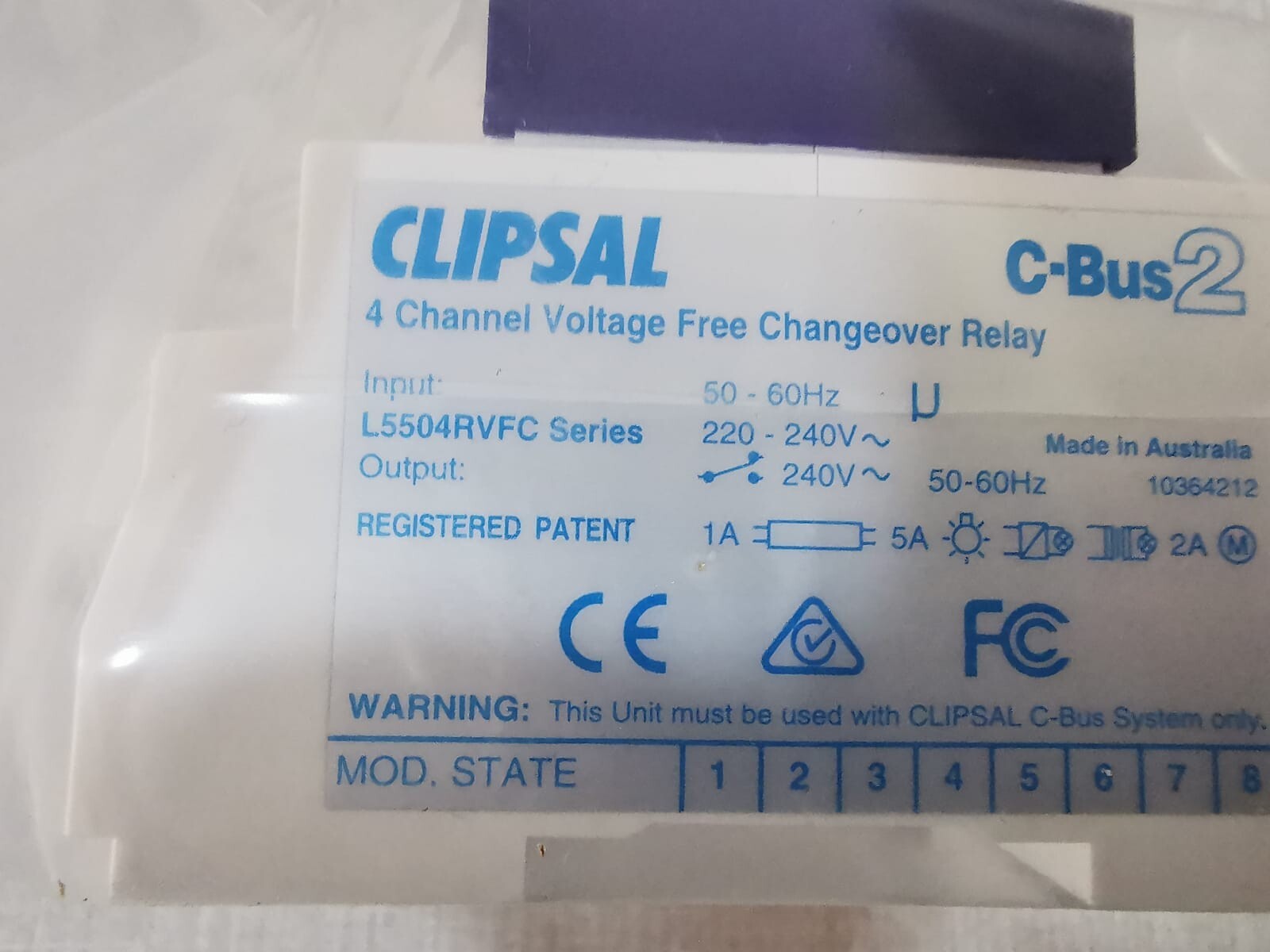 Clipsal L5504RVFC CLIPSAL L5504RVFC 4 Channel Voltage Free Relay 4