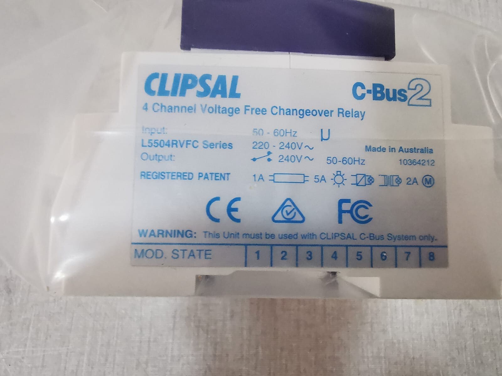 Clipsal L5504RVFC CLIPSAL L5504RVFC 4 Channel Voltage Free Relay 5