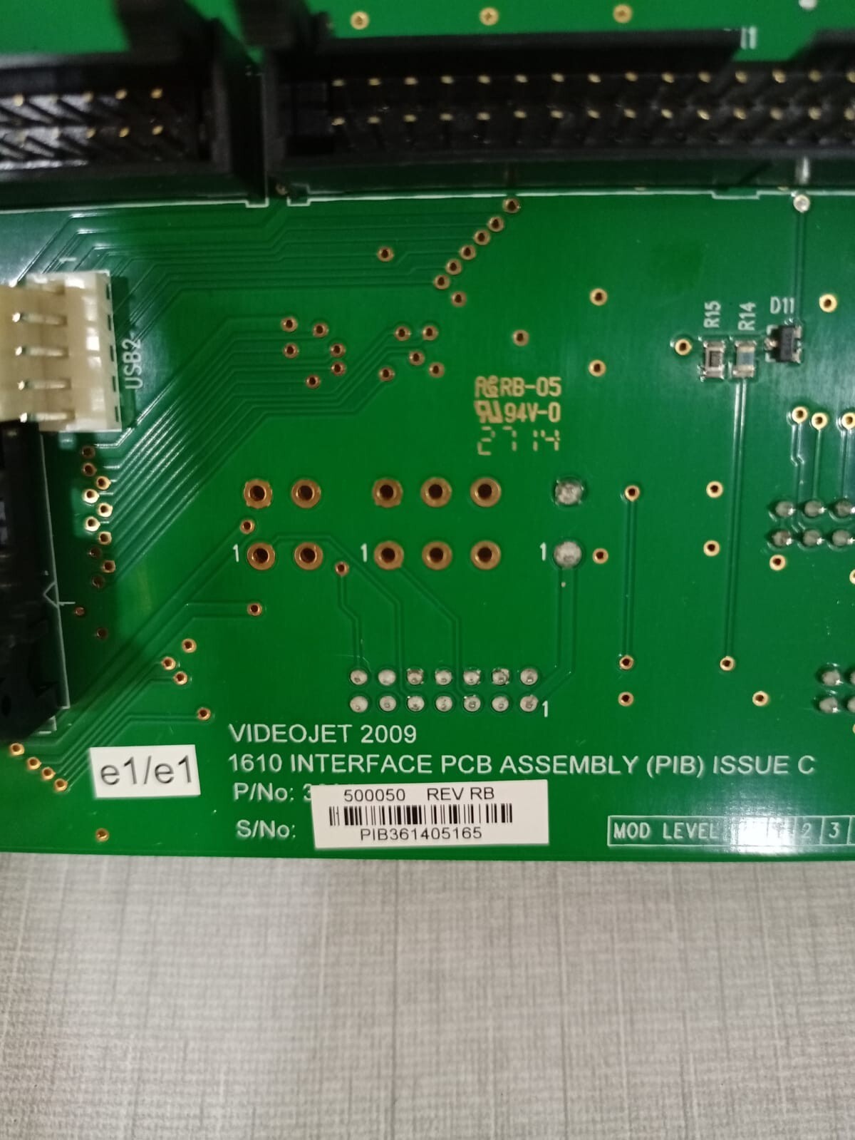 Videojet 500050 REV.RB VIDEOJET 2009 1610 INTERFACE PCB ASSEMBLY (PIB) ISSUE C 500050 REV.RB 3
