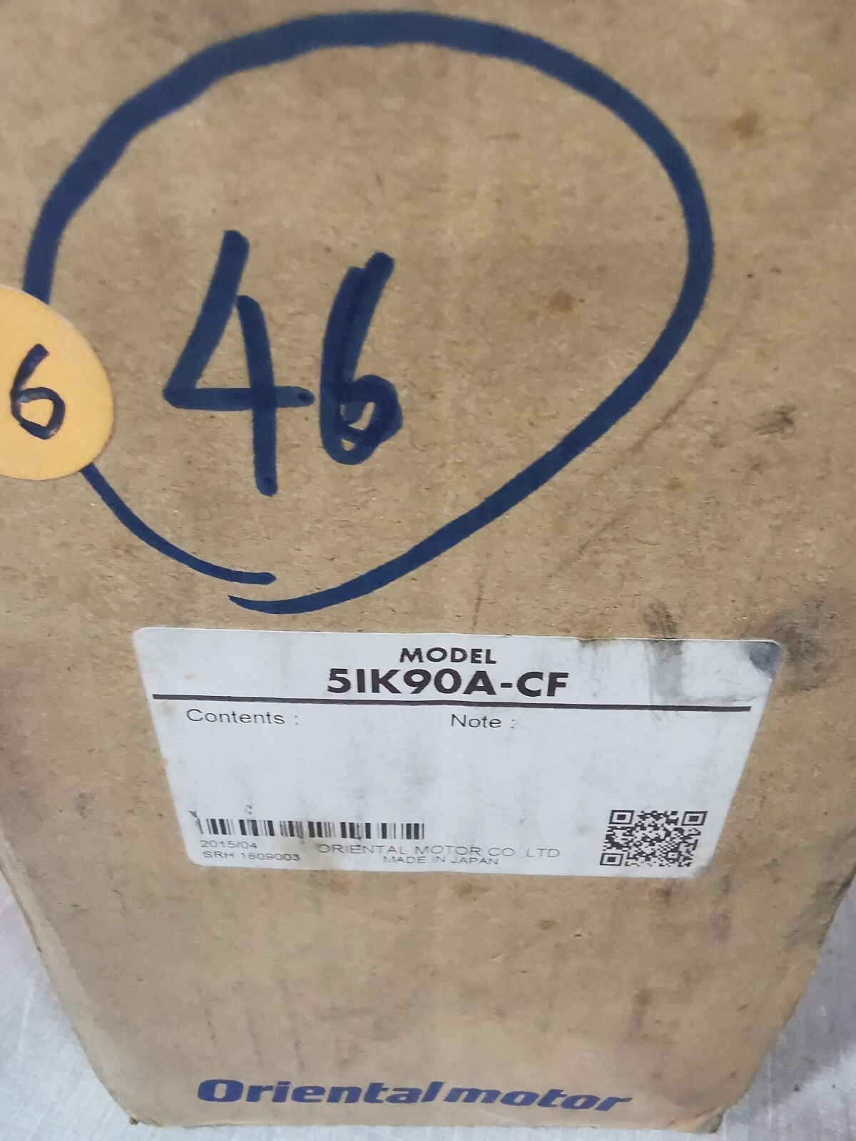 Oriental Motor 5IK90A-CF ORIENTAL MOTOR 5IK90A-CF INDUCTION MOTOR 90W 50/60Hz 7