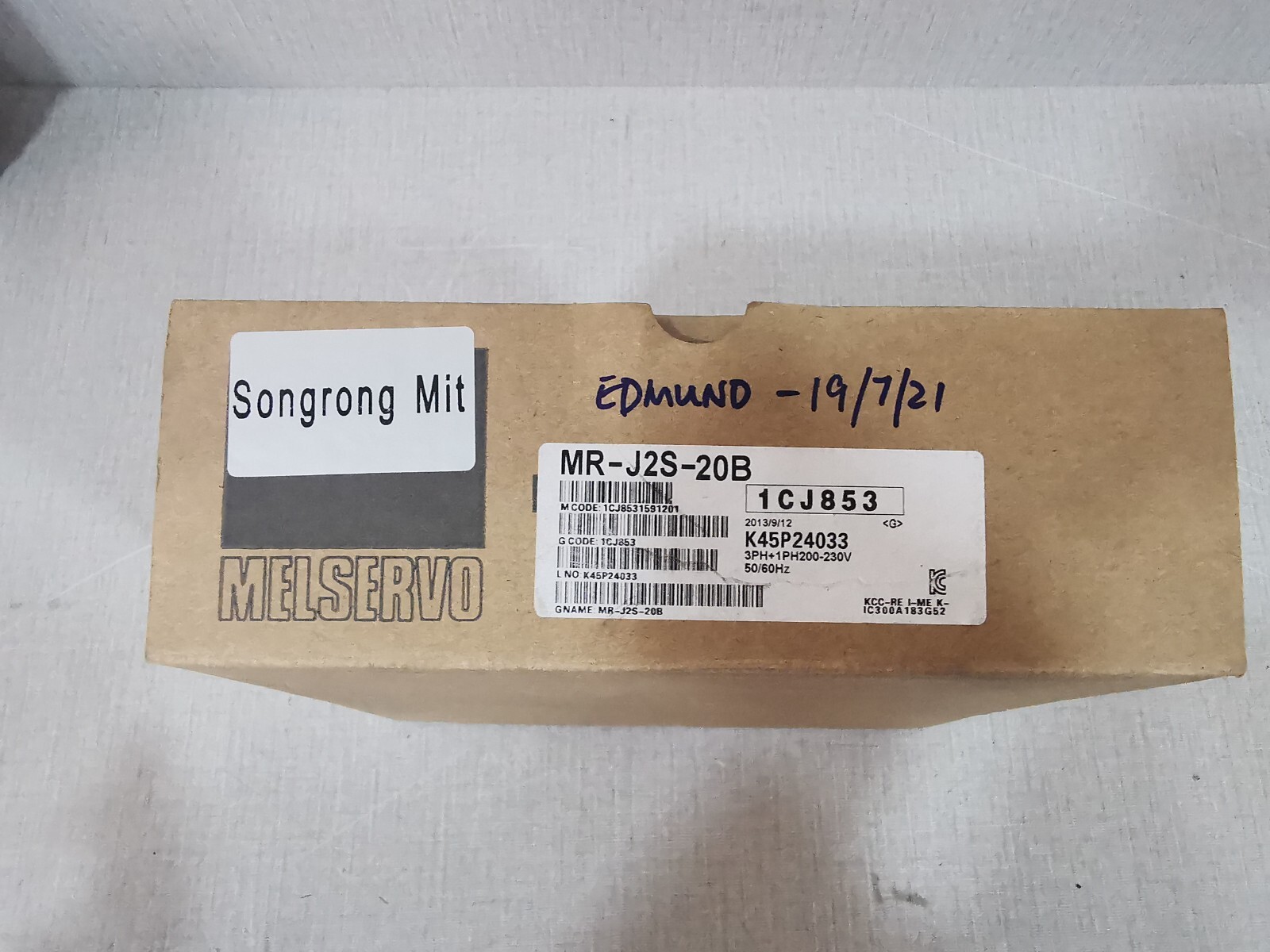 Mitsubishi MR-J2S-20B MITSUBISHI MR-J2S-20B Servo Driver 200W 230V 50-60Hz 10