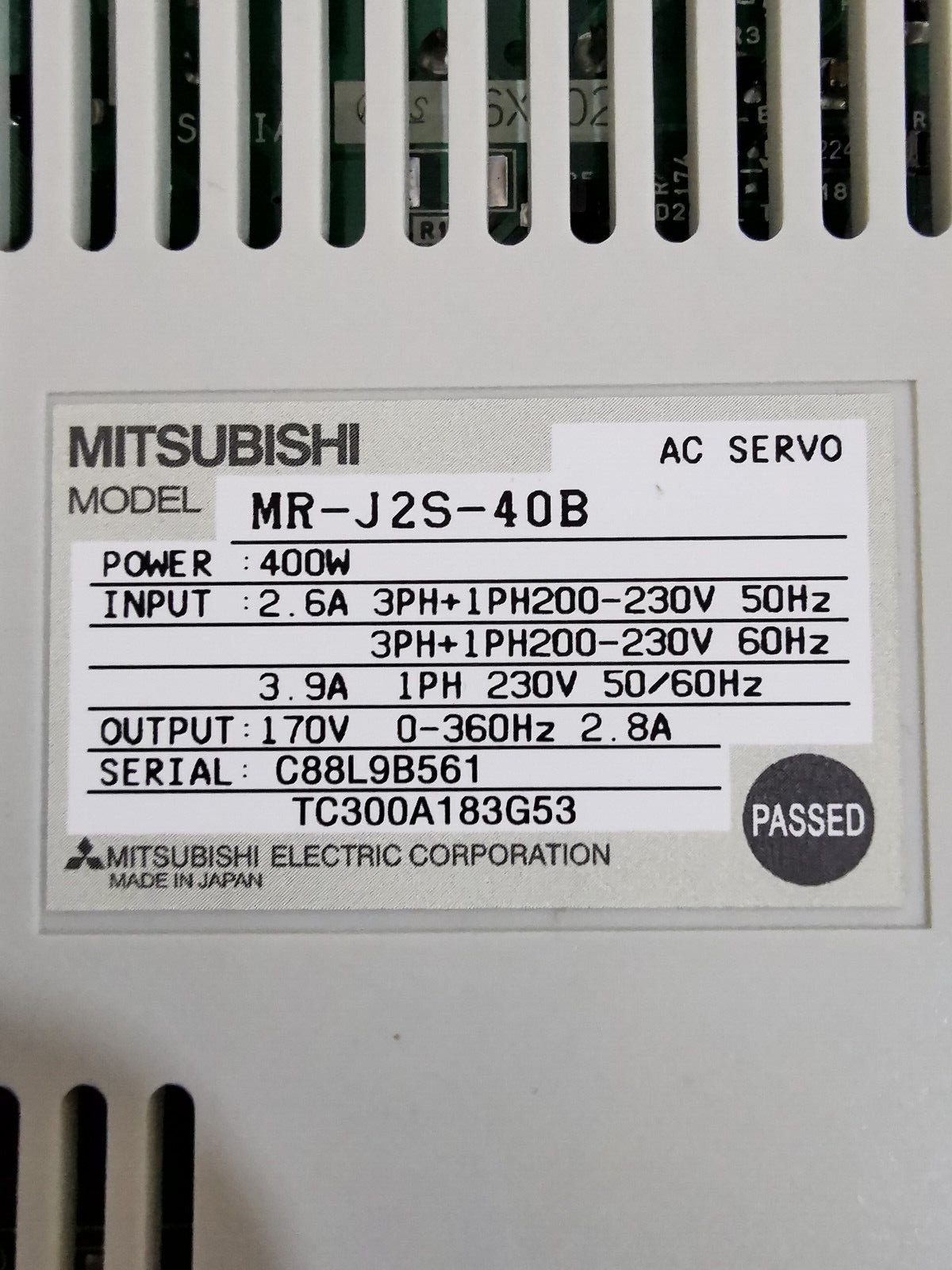 Mitsubishi MR-J2S-40B MITSUBISHI MR-J2S-40B SERVO MOTOR 400W 4