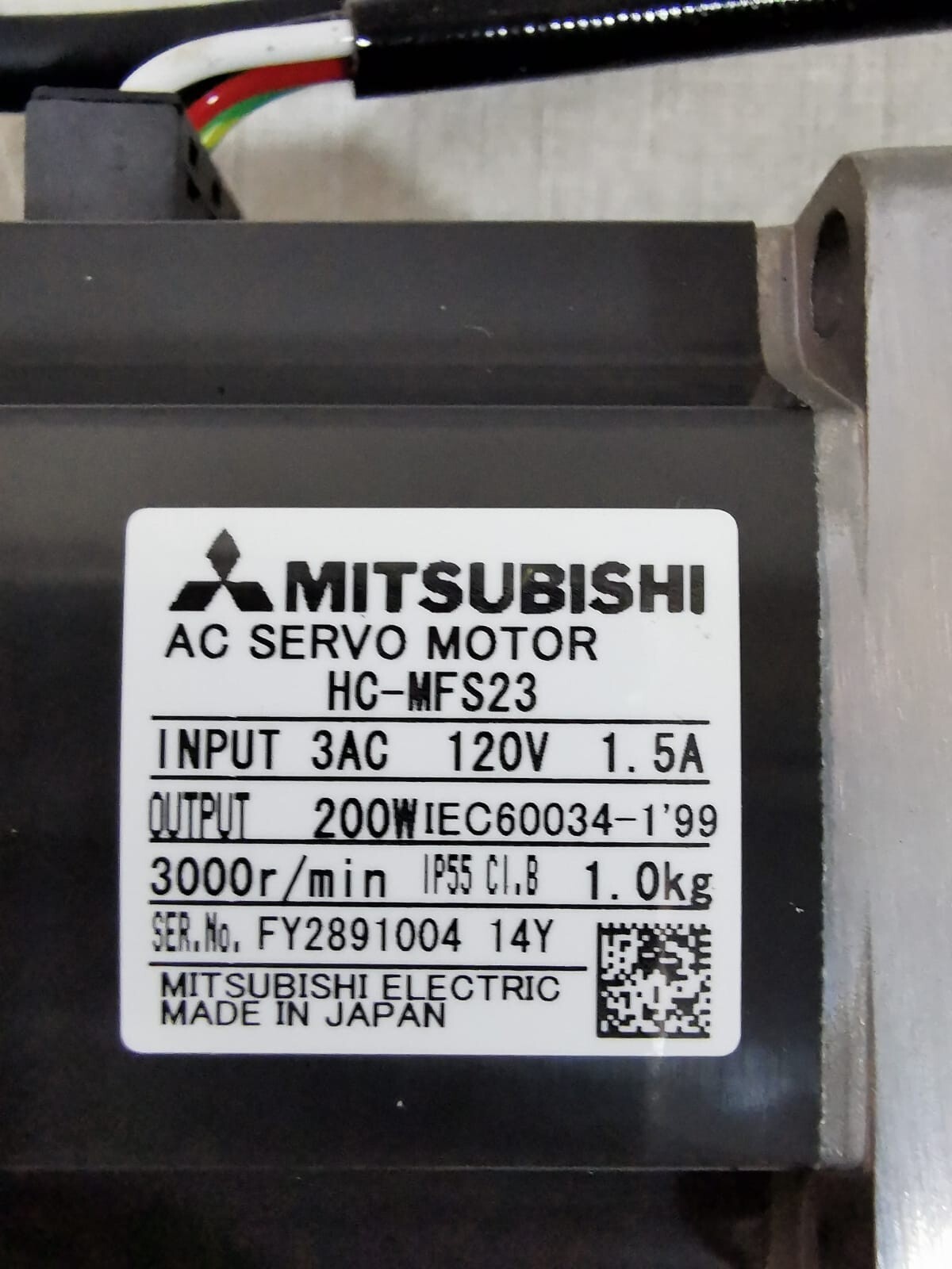Mitsubishi HC-MFS23 MITSUBISHI HC-MFS23 AC SERVO MOTOR 120V 3