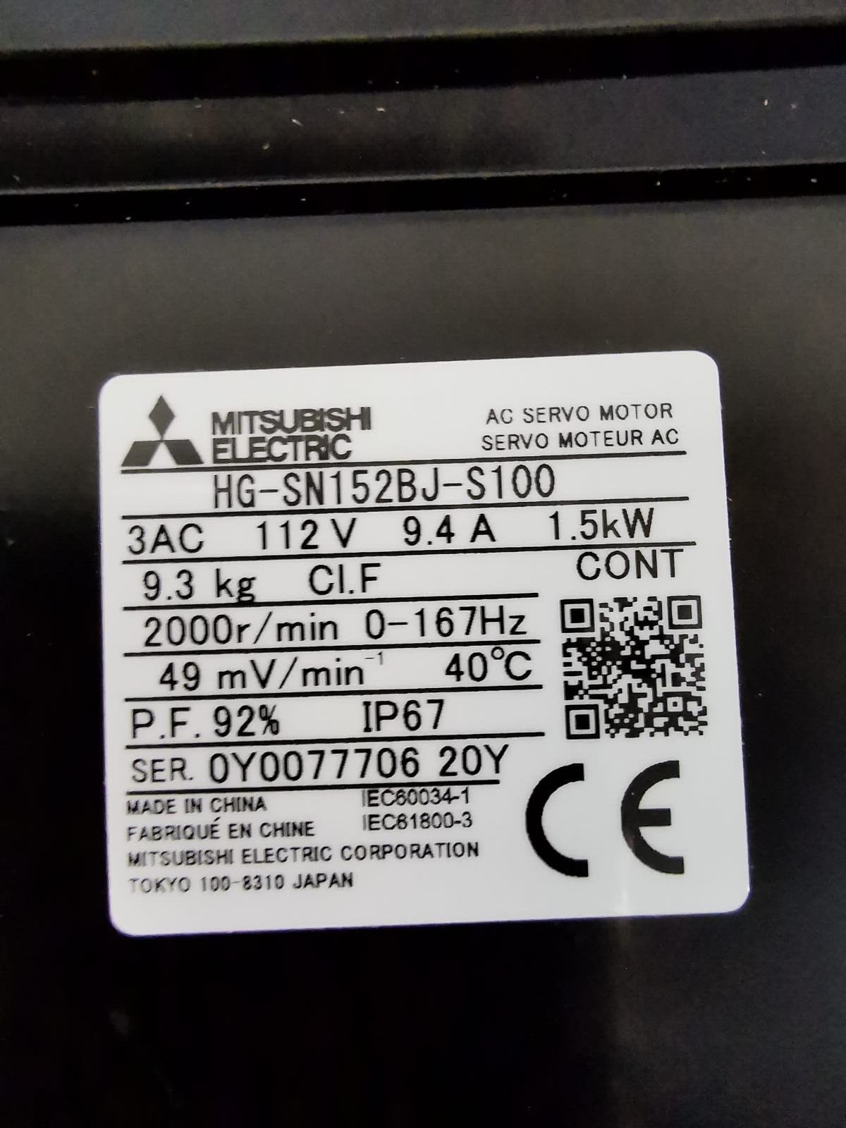 Mitsubishi HG-SN152BJ-S100 MITSUBISHI HG-SN152BJ-S100 AC SERVO MOTOR 2