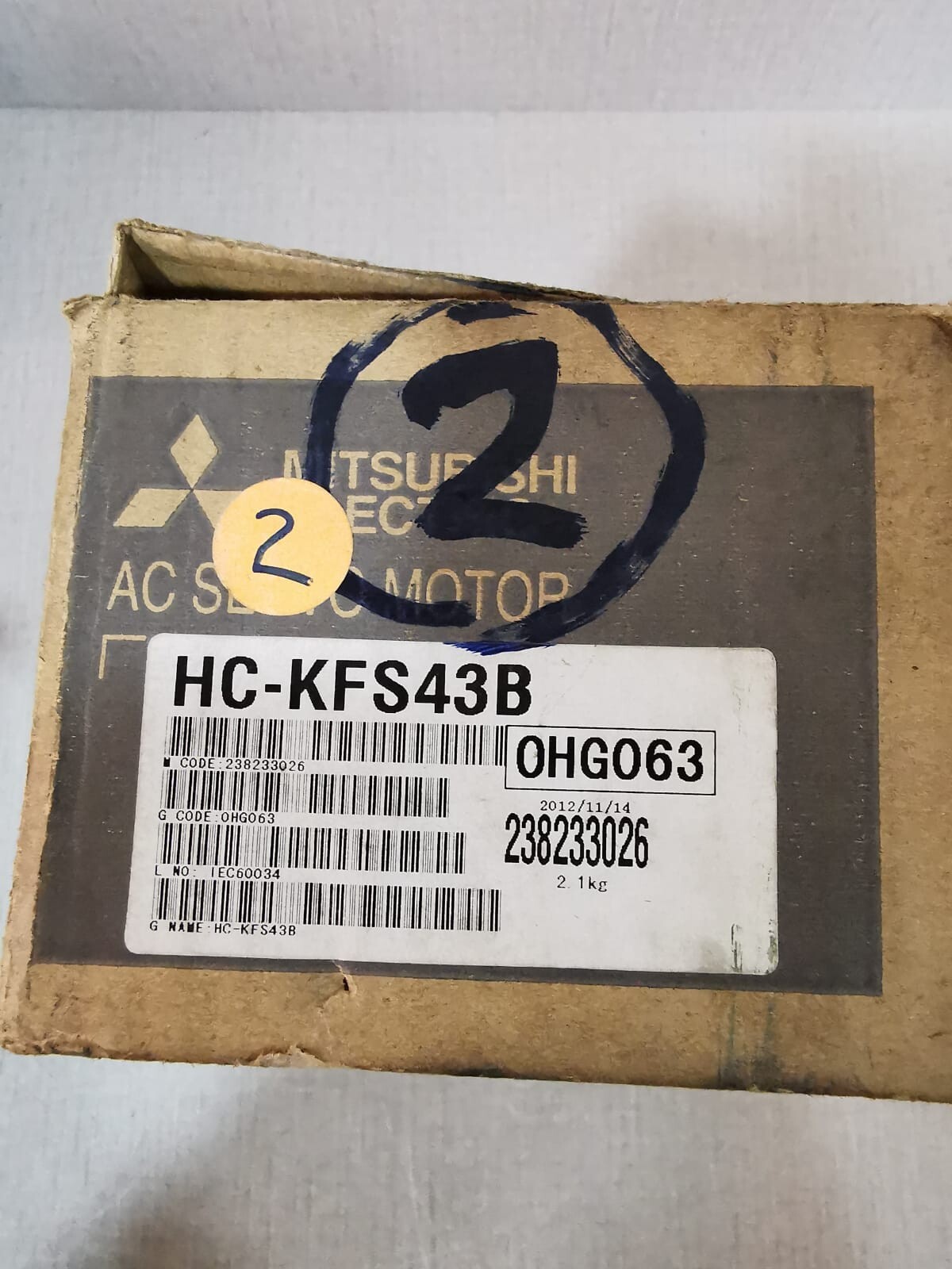 Mitsubishi Electric KFS43B MITSUBISHI HC-KFS43B AC SERVO MOTOR 129V 7