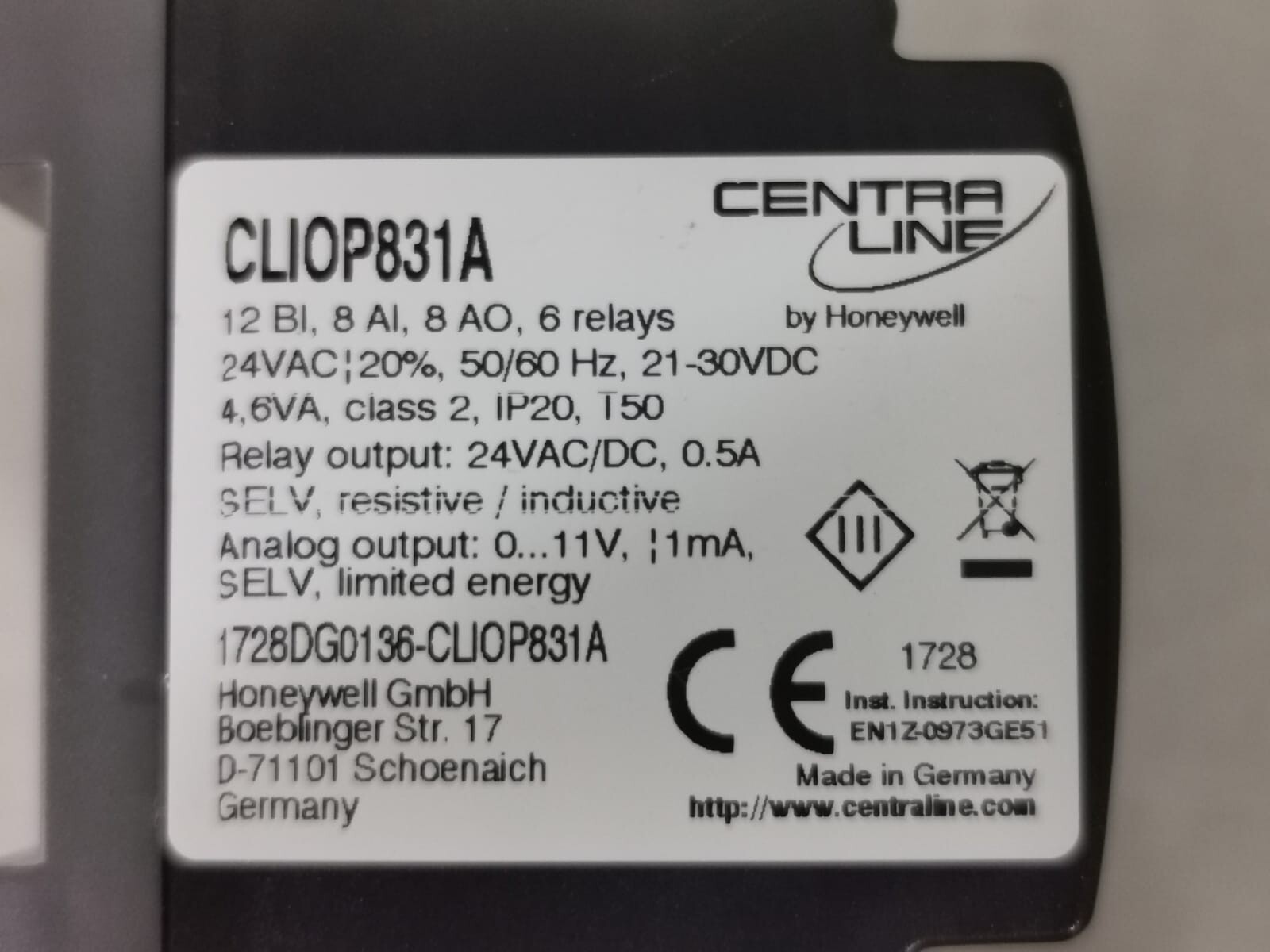 Honeywell CLIOP831A CentraLine by Honeywell CLIOP831A Mixed Panel Module Relay- TRIED & TESTED 5