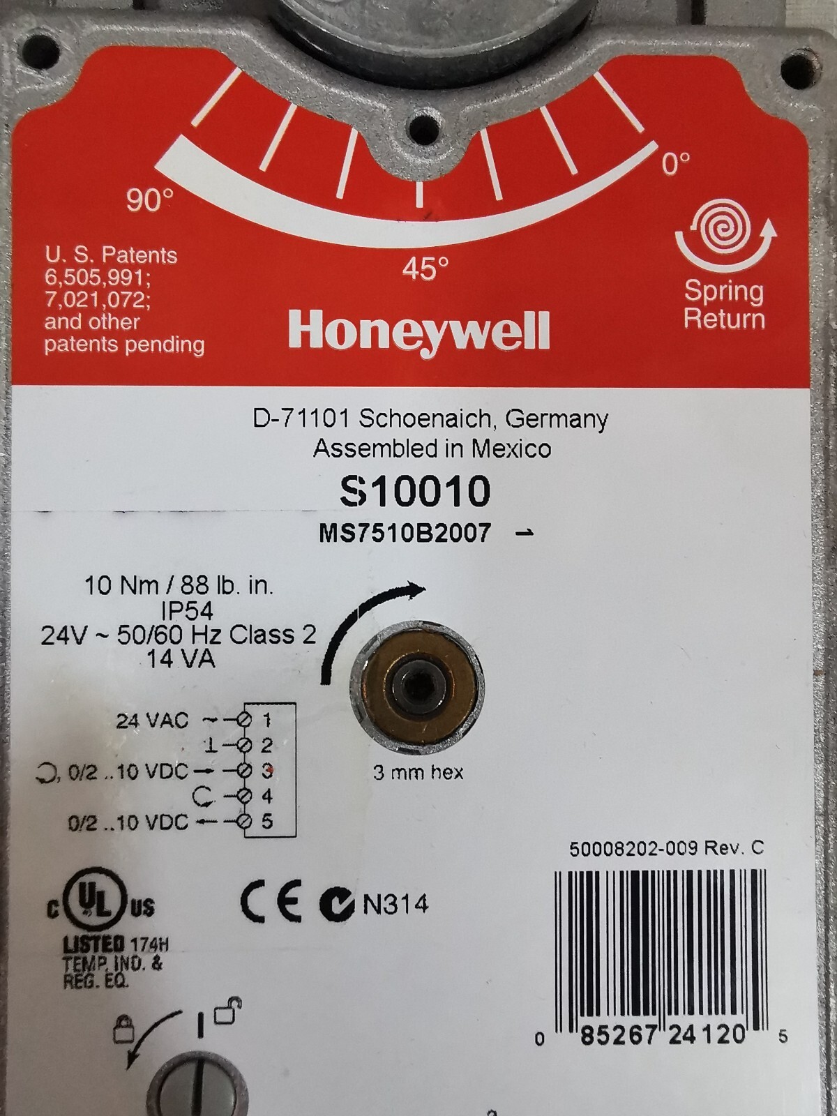 Honeywell S10010 HONEYWELL S10010 DIRECT COUPLED ACTUATOR 3