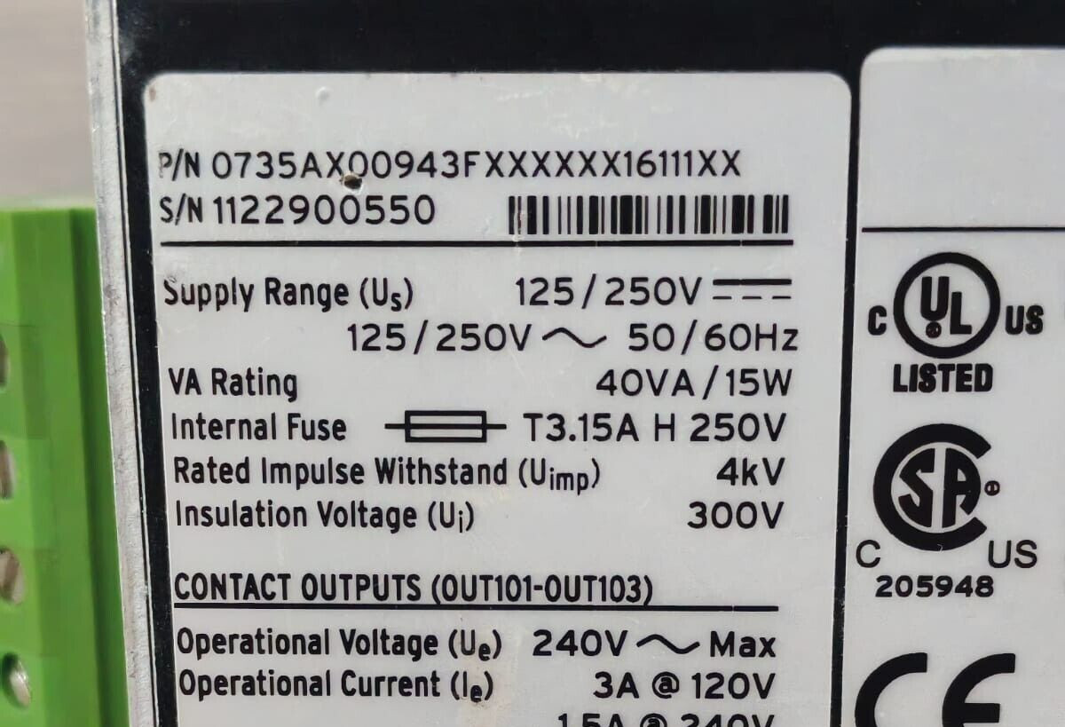 SEL 0735AX00943FXXXXXX16111XX SEL-735 0735AX00943FXXXXXX16111XX POWER QUALITY & REVENUE METER 7
