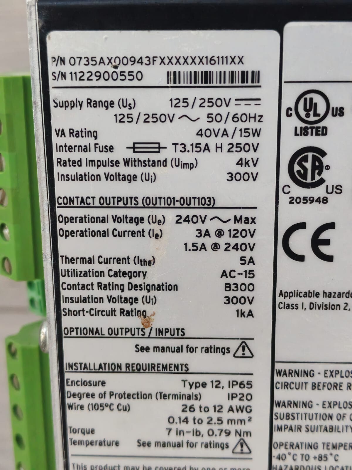 SEL 0735AX00943FXXXXXX16111XX SEL-735 0735AX00943FXXXXXX16111XX POWER QUALITY & REVENUE METER 8